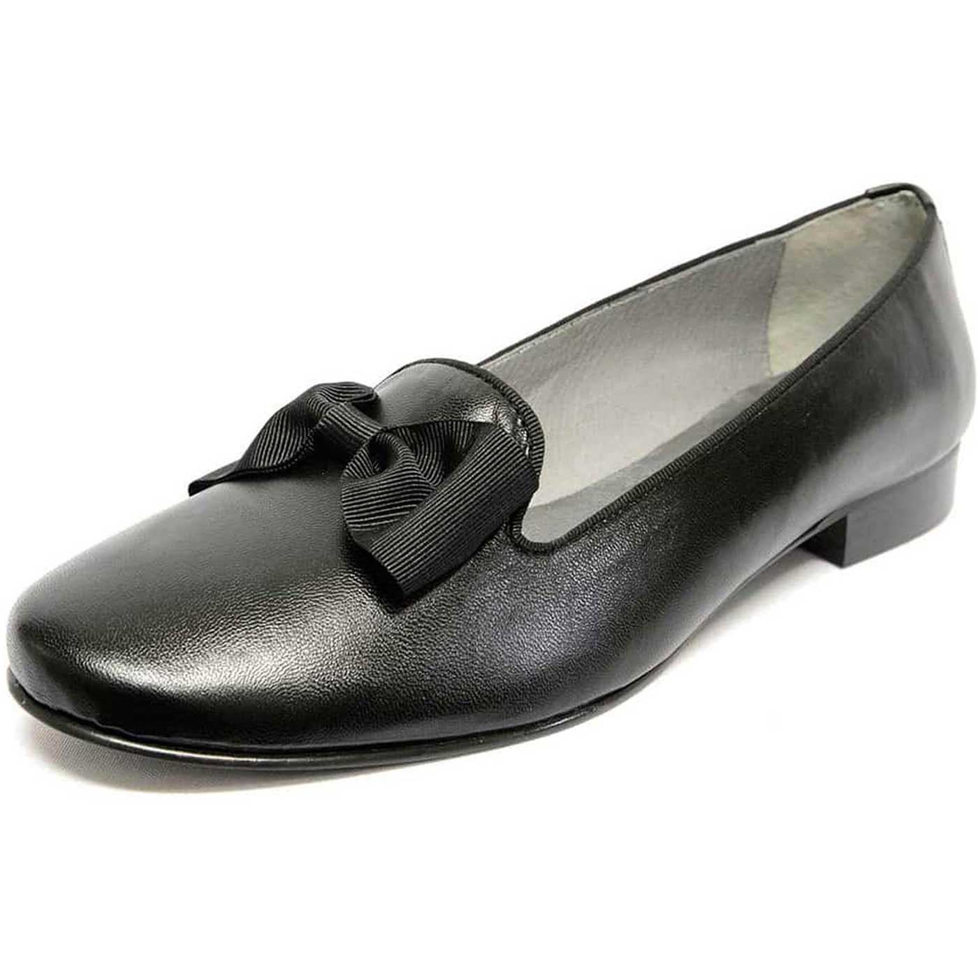 mocassins cuir lisse noir, chaussures femme grande taille