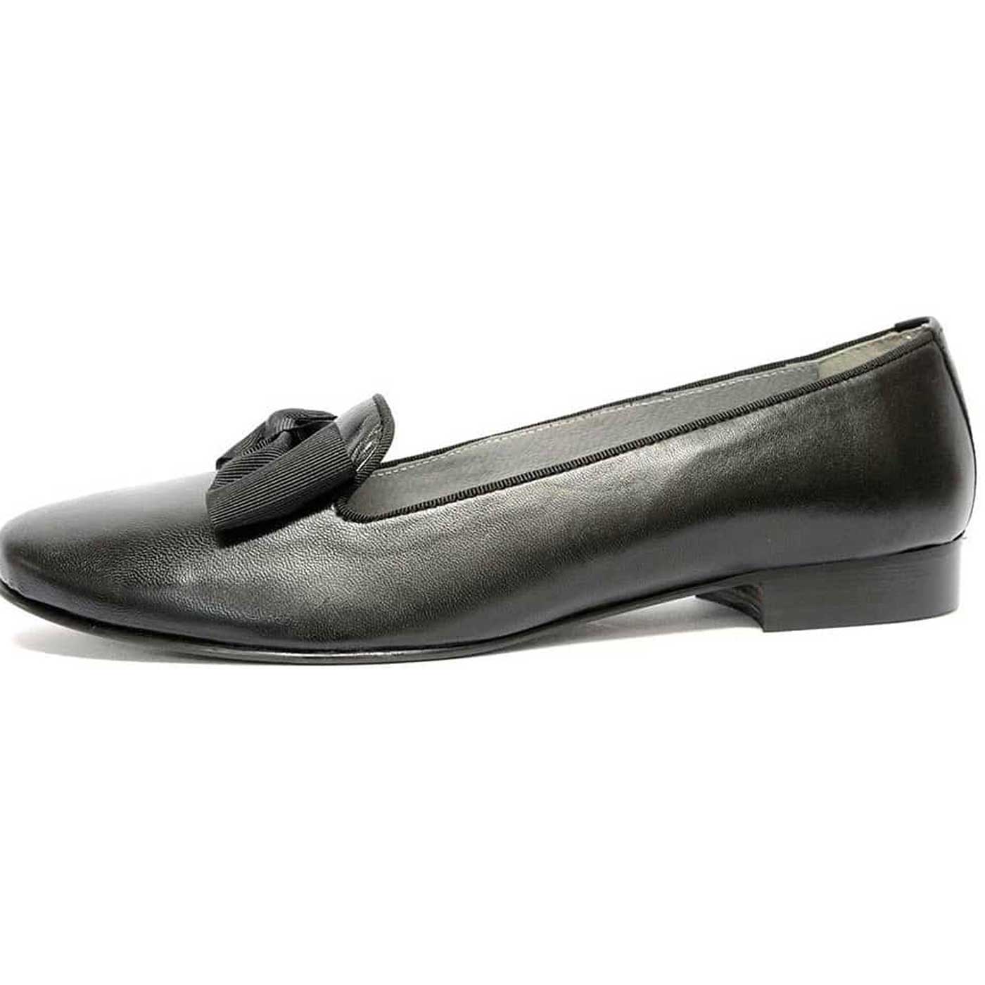 mocassins cuir lisse noir, chaussures femme grande taille