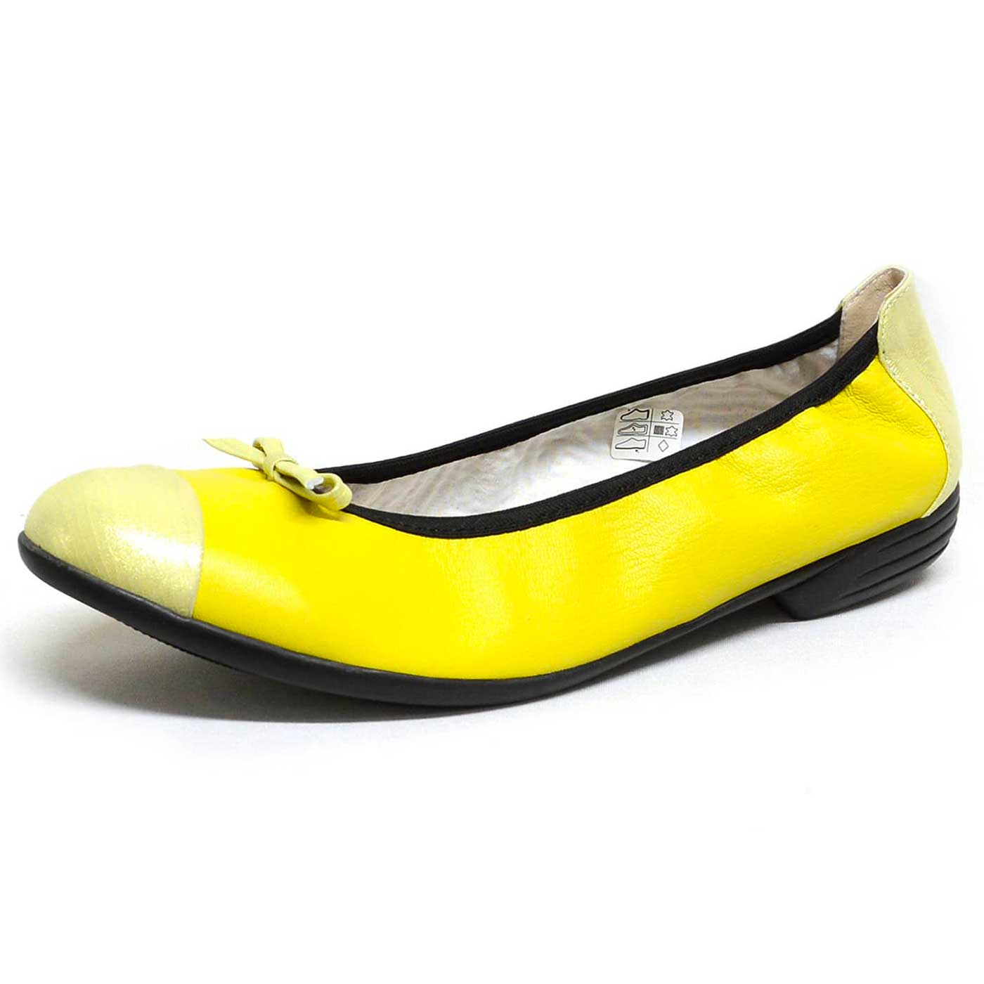 ballerines cuir lisse jaune, chaussures femme grande taille