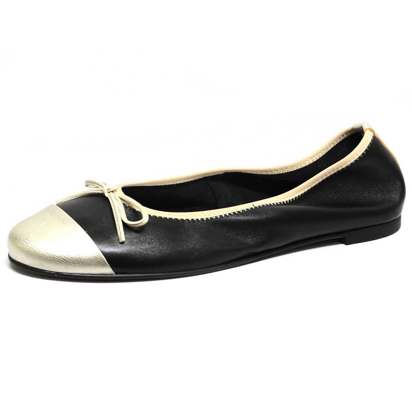 ballerines cuir lisse noir, chaussures femme grande taille