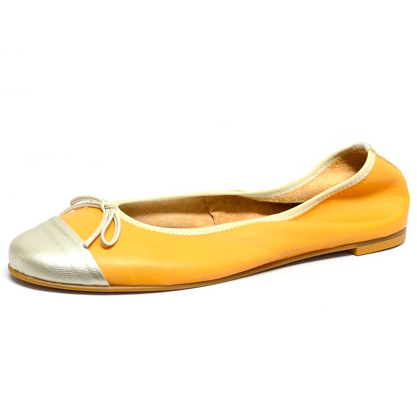 ballerines cuir lisse orange, chaussures femme grande taille