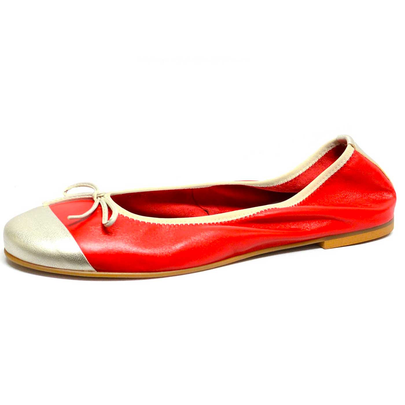 ballerines cuir lisse rouge, chaussures femme grande taille