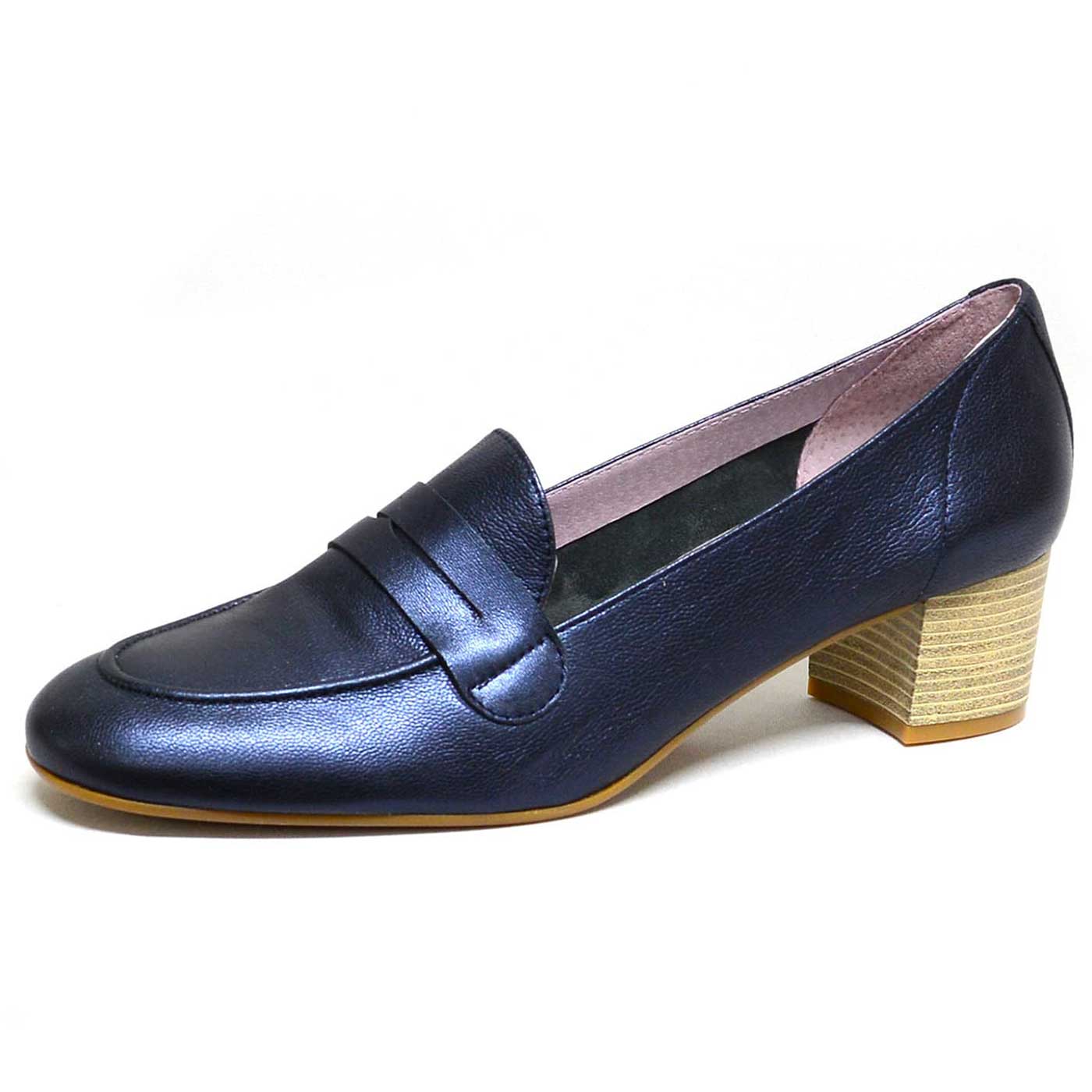 trotteurs cuir lisse bleu, chaussures femme grande taille