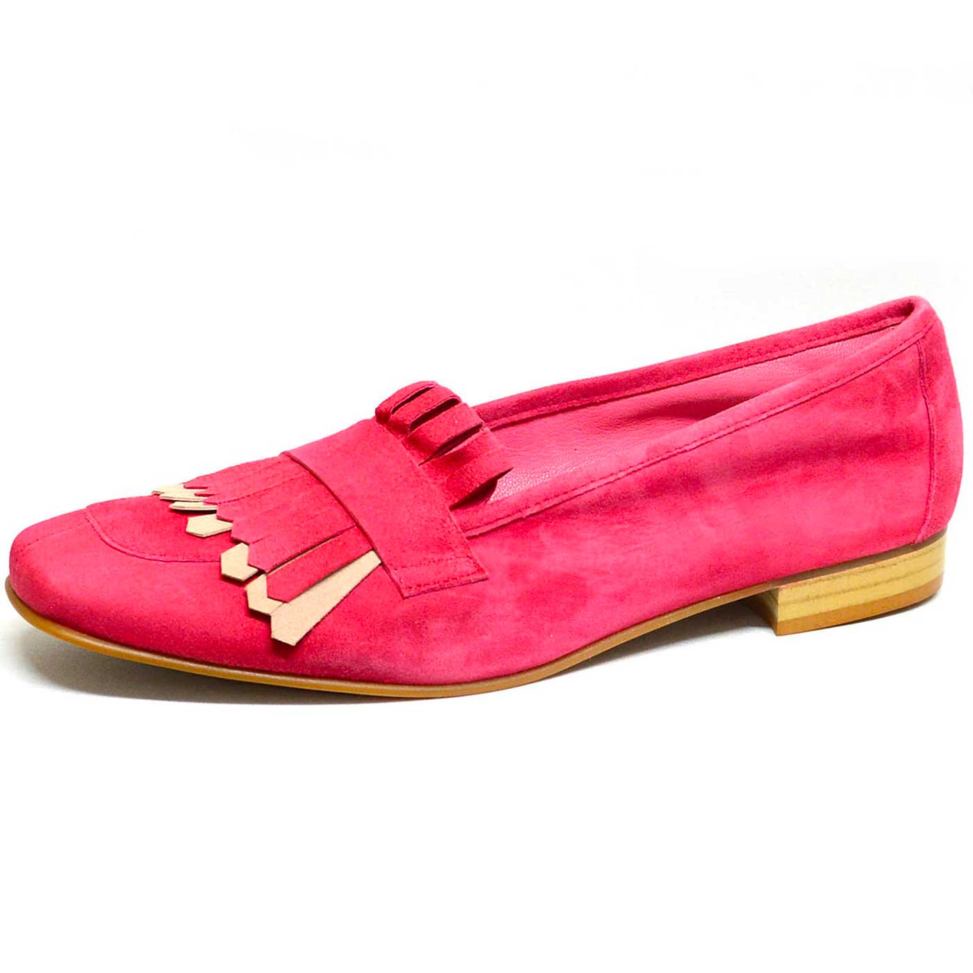 mocassins velours rose, chaussures femme grande taille