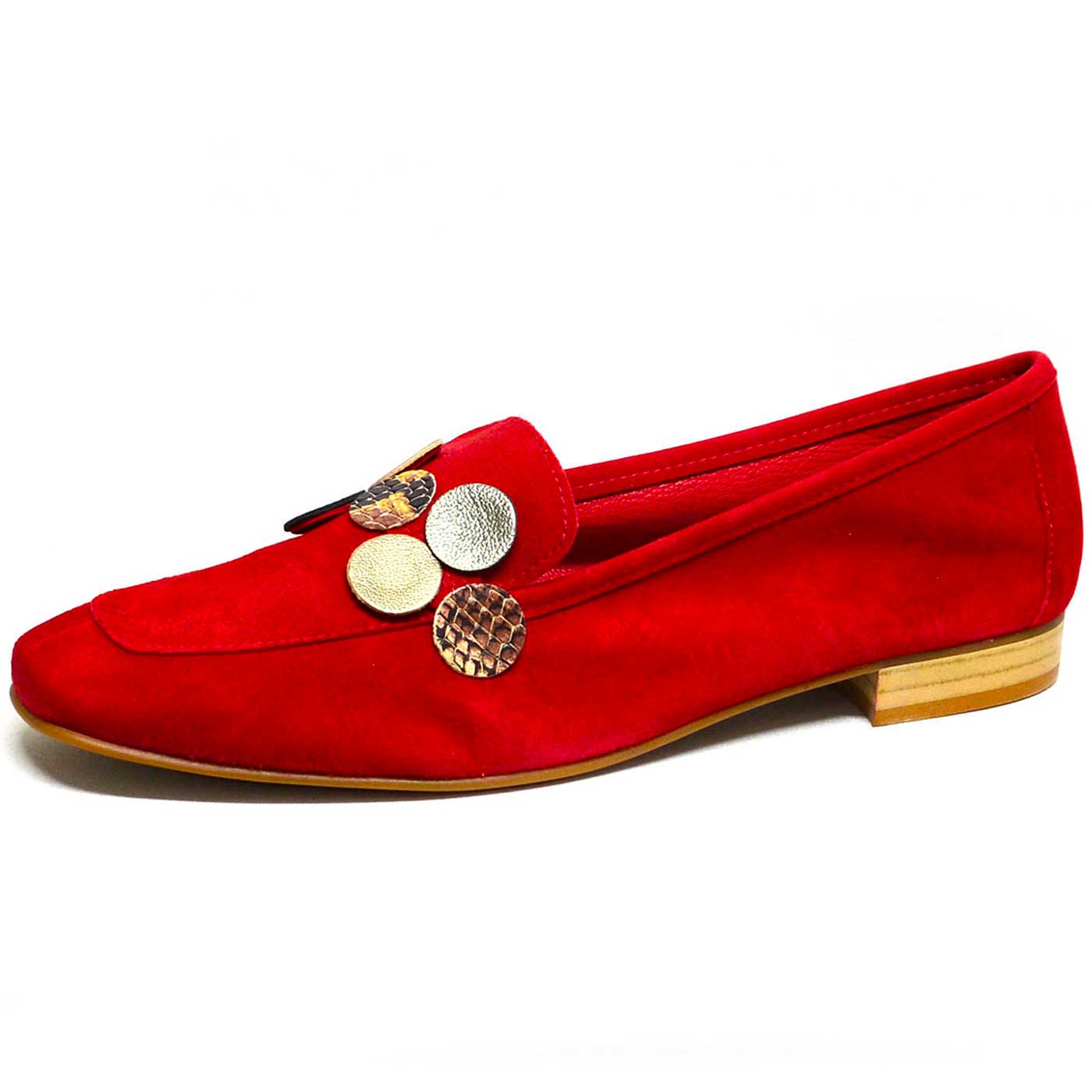 mocassins velours rouge, chaussures femme grande taille