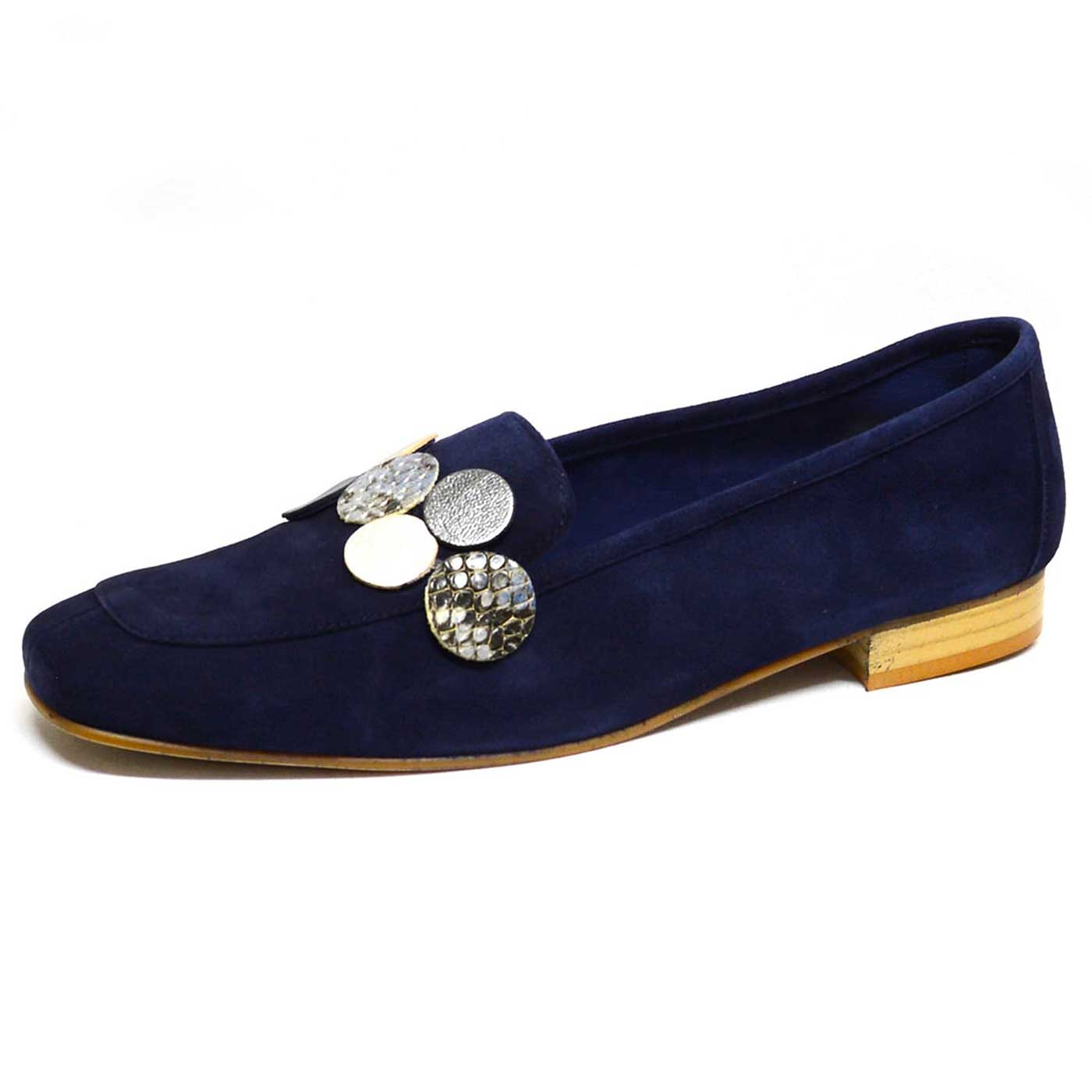 mocassins velours bleu, chaussures femme grande taille