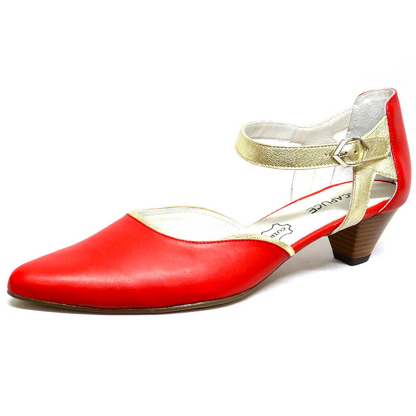 sandales cuir lisse rouge or, chaussures femme grande taille