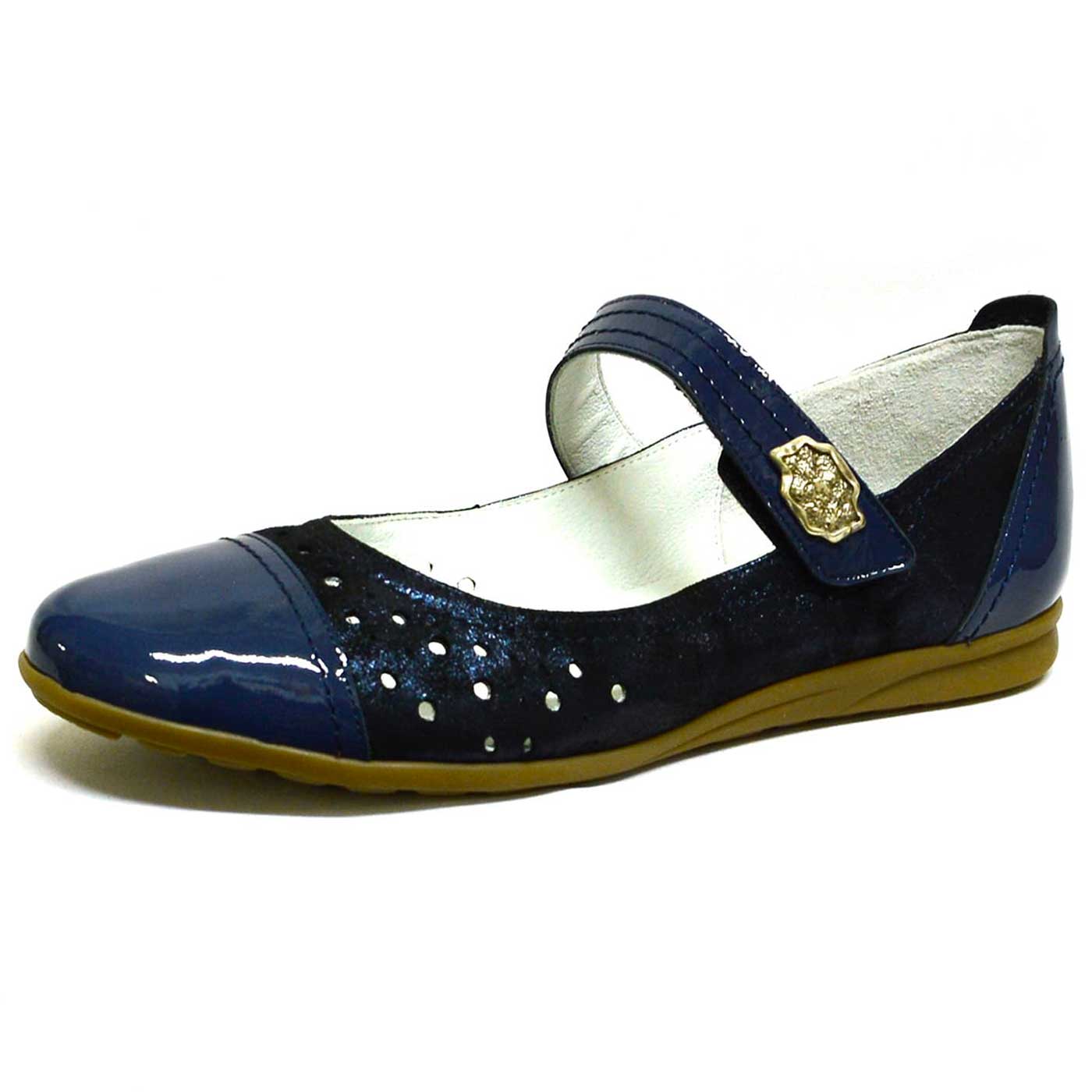 ballerines cuir lisse bleu, chaussures femme grande taille