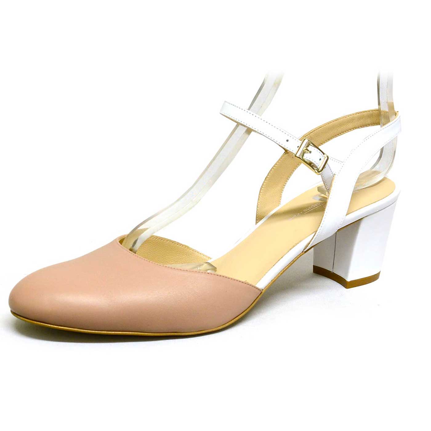 sandales cuir lisse beige blanc, chaussures femme grande taille