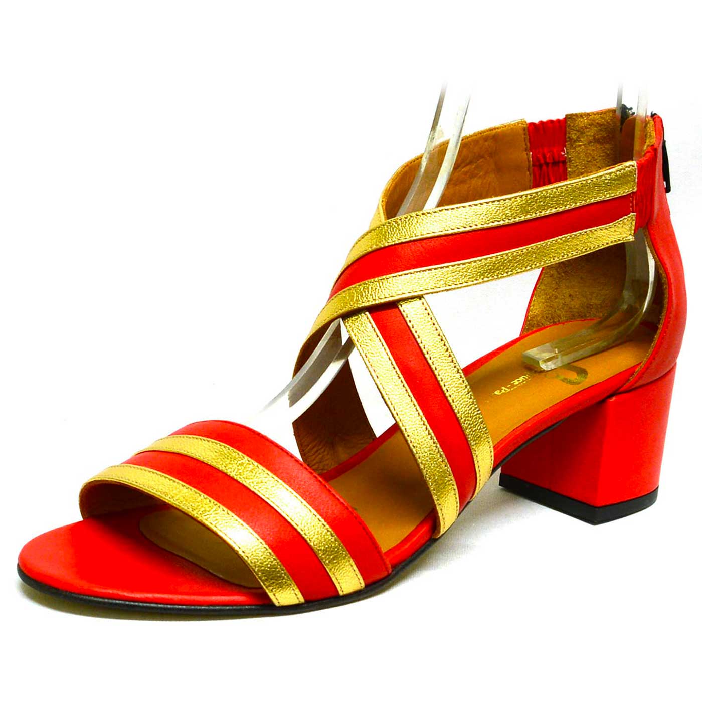 sandales cuir lisse rouge or, chaussures femme grande taille