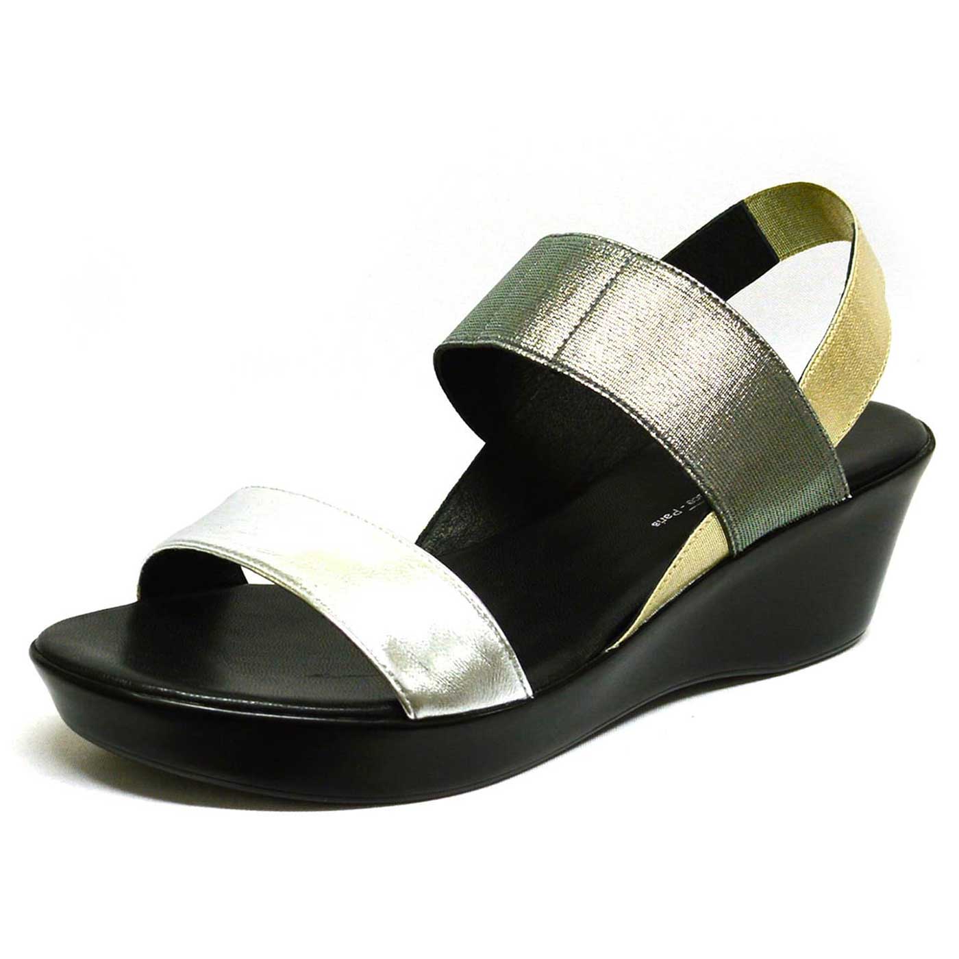 sandales métallisées multicolore noir, chaussures femme grande taille