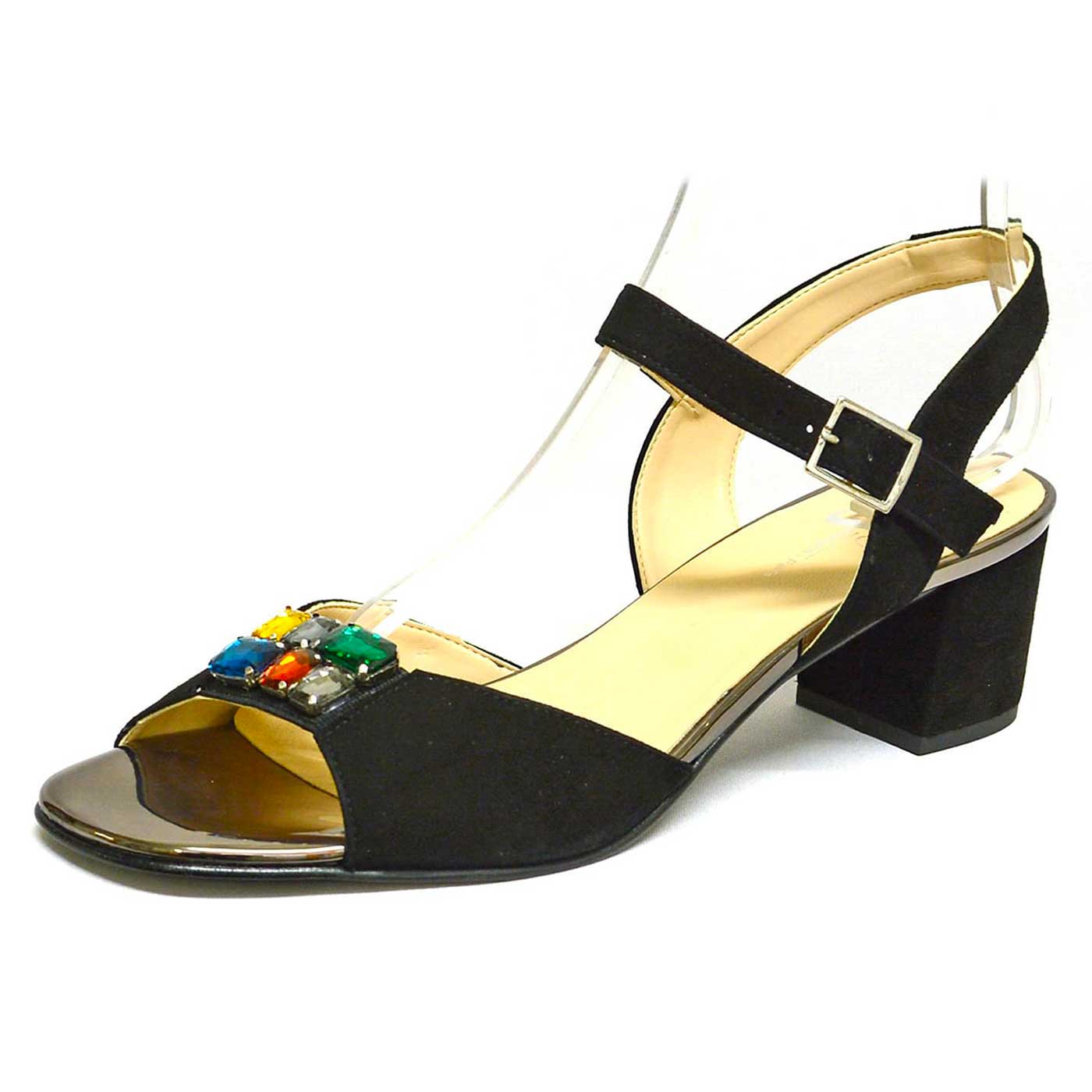 sandales velours noir, chaussures femme grande taille