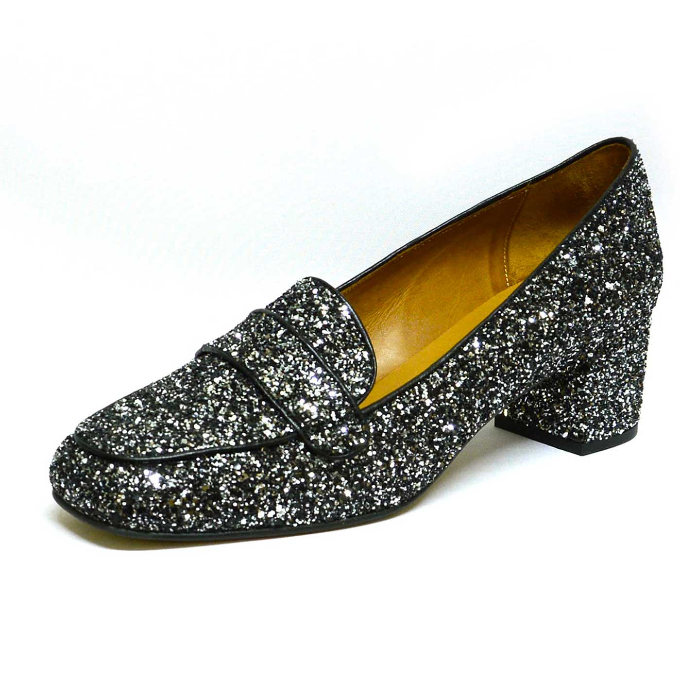 mocassins à paillettes multicolore noir, chaussures femme grande taille