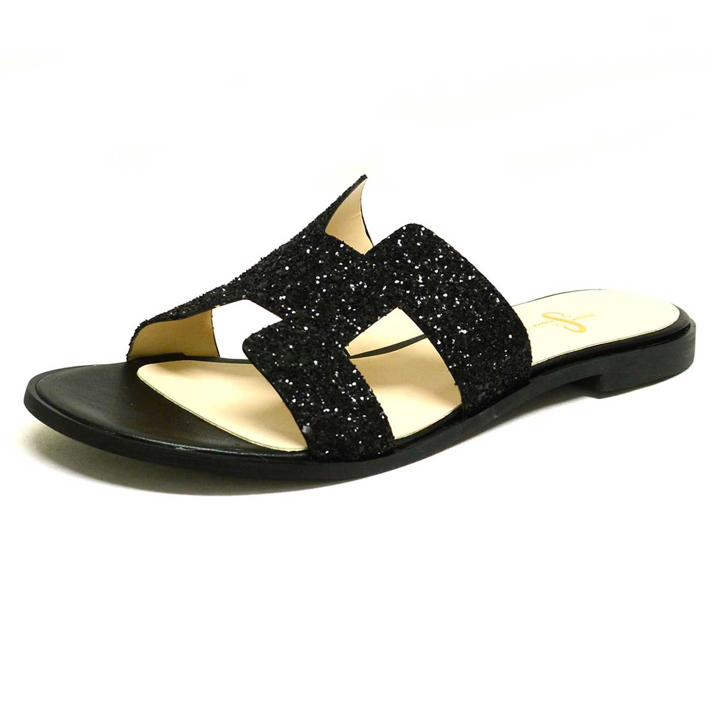 mules à paillettes noir, chaussures femme grande taille