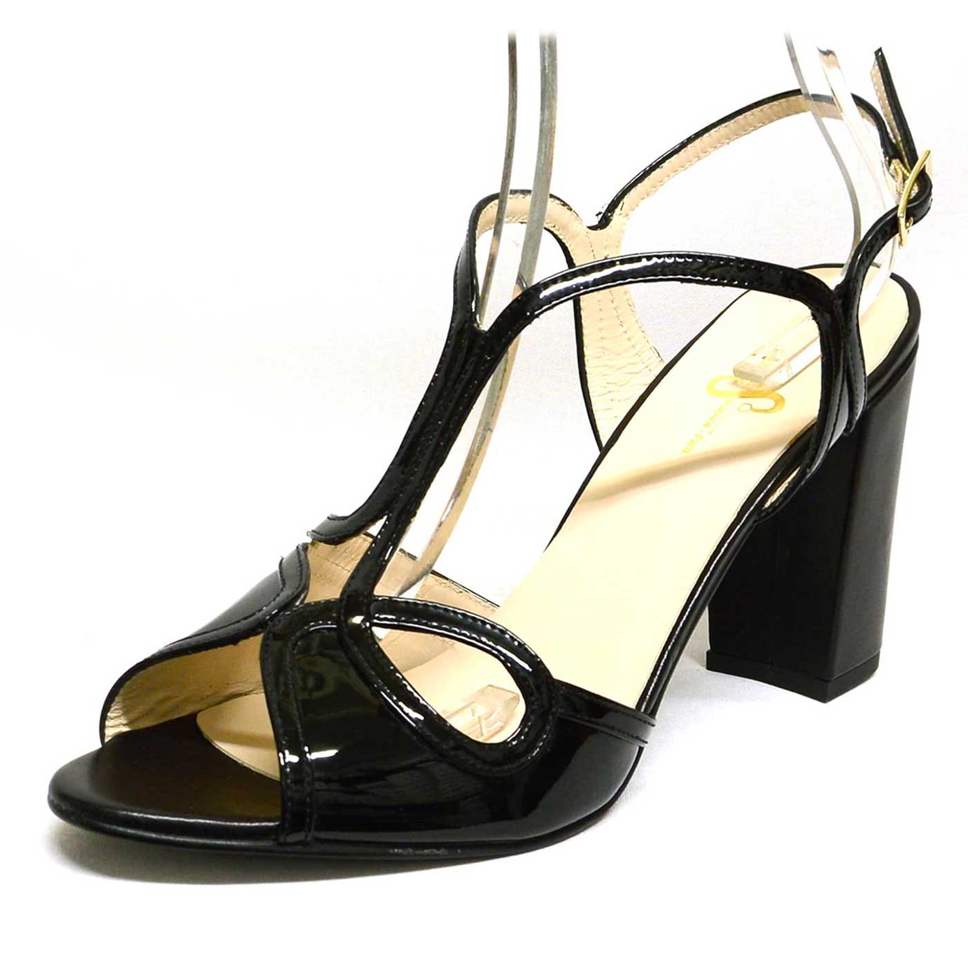 sandales vernis noir, chaussures femme grande taille