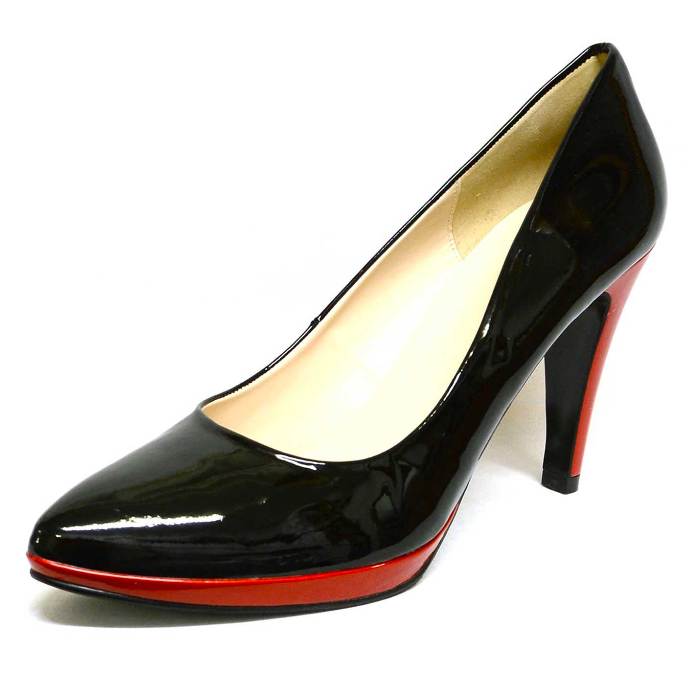 escarpins vernis noir rouge, chaussures femme grande taille