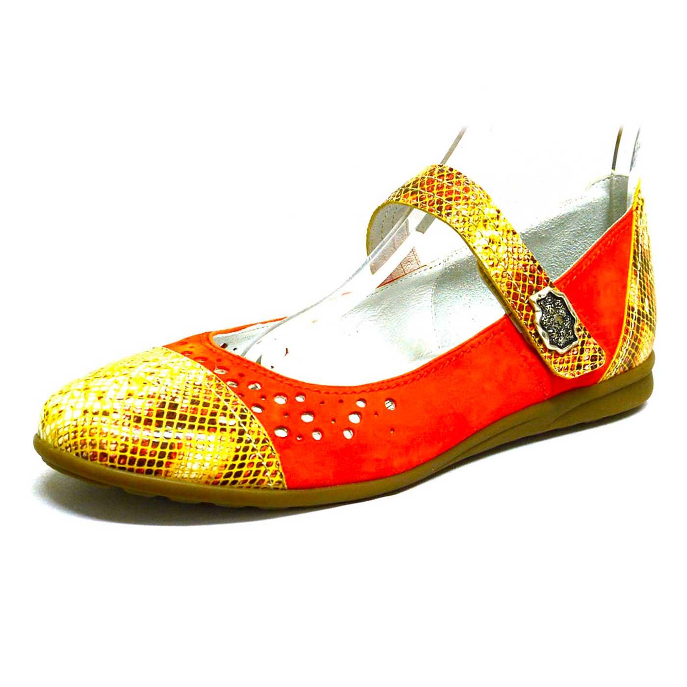 ballerines velours orange, chaussures femme grande taille