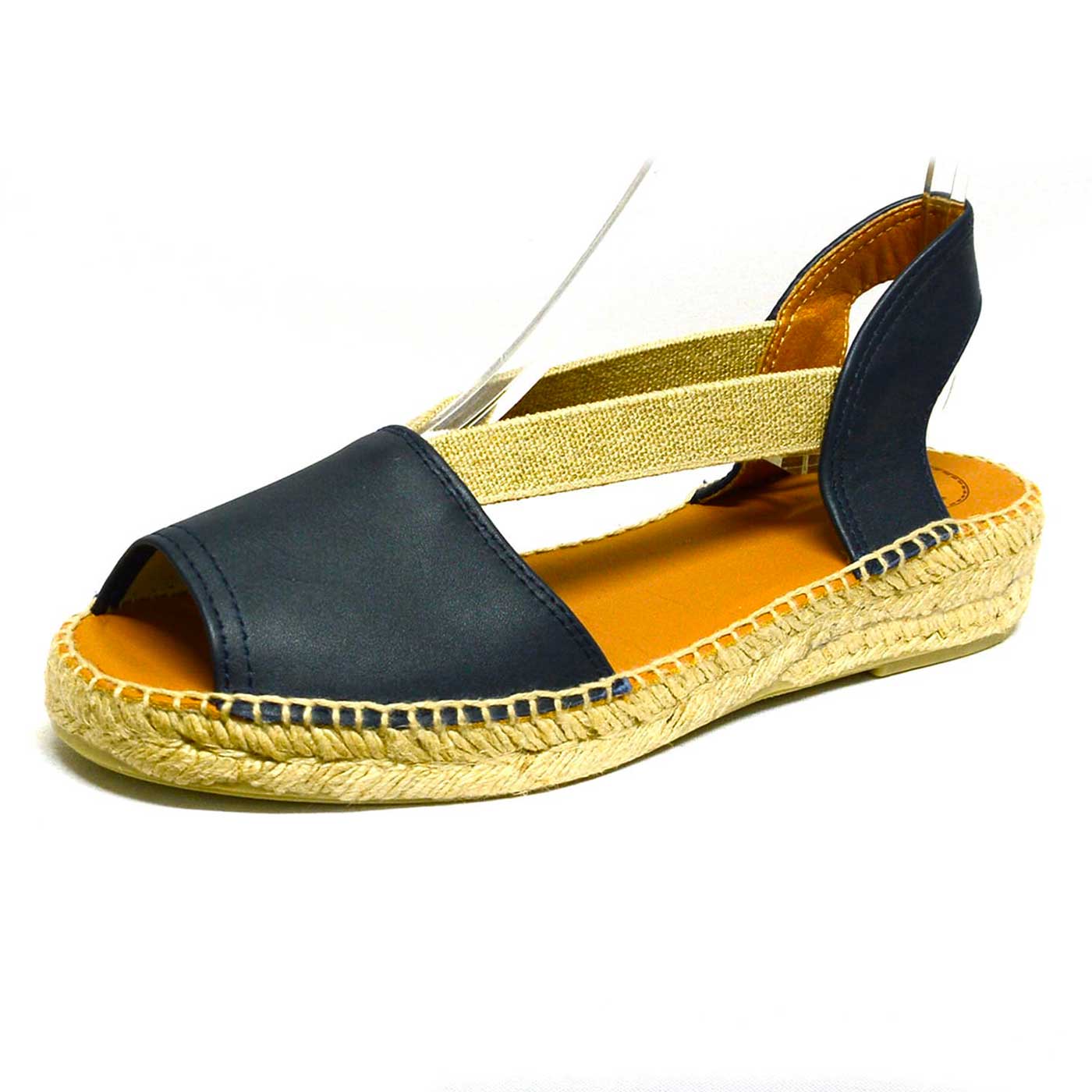 espadrilles cuir lisse bleu, chaussures femme grande taille