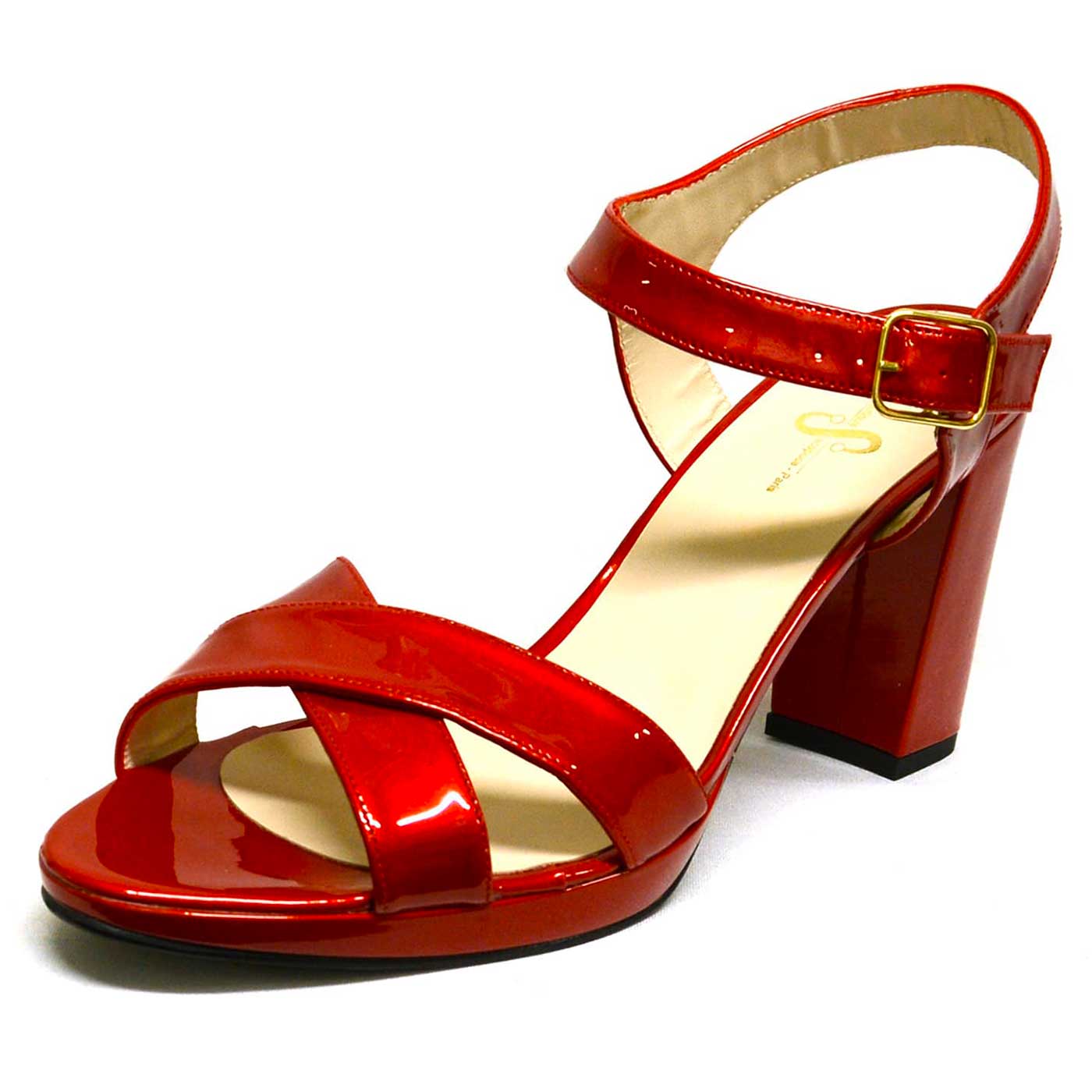 sandales vernis rouge, chaussures femme grande taille