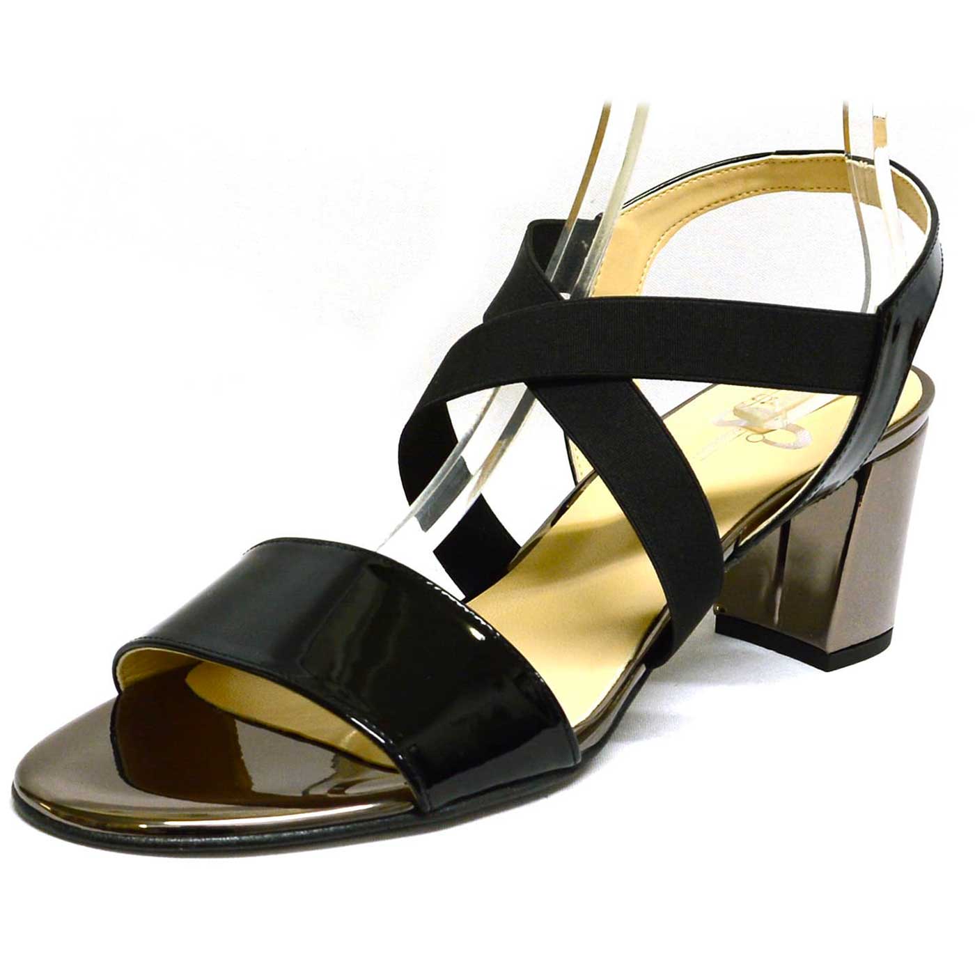 sandales métallisées noir, chaussures femme grande taille