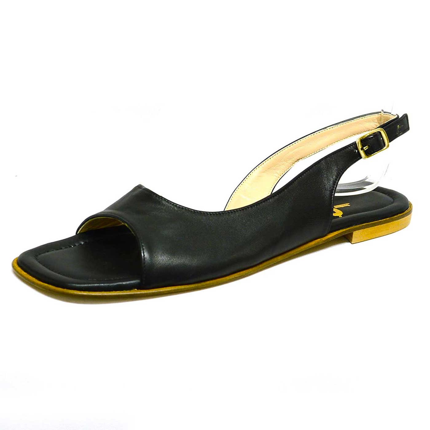 sandales cuir lisse noir, chaussures femme grande taille