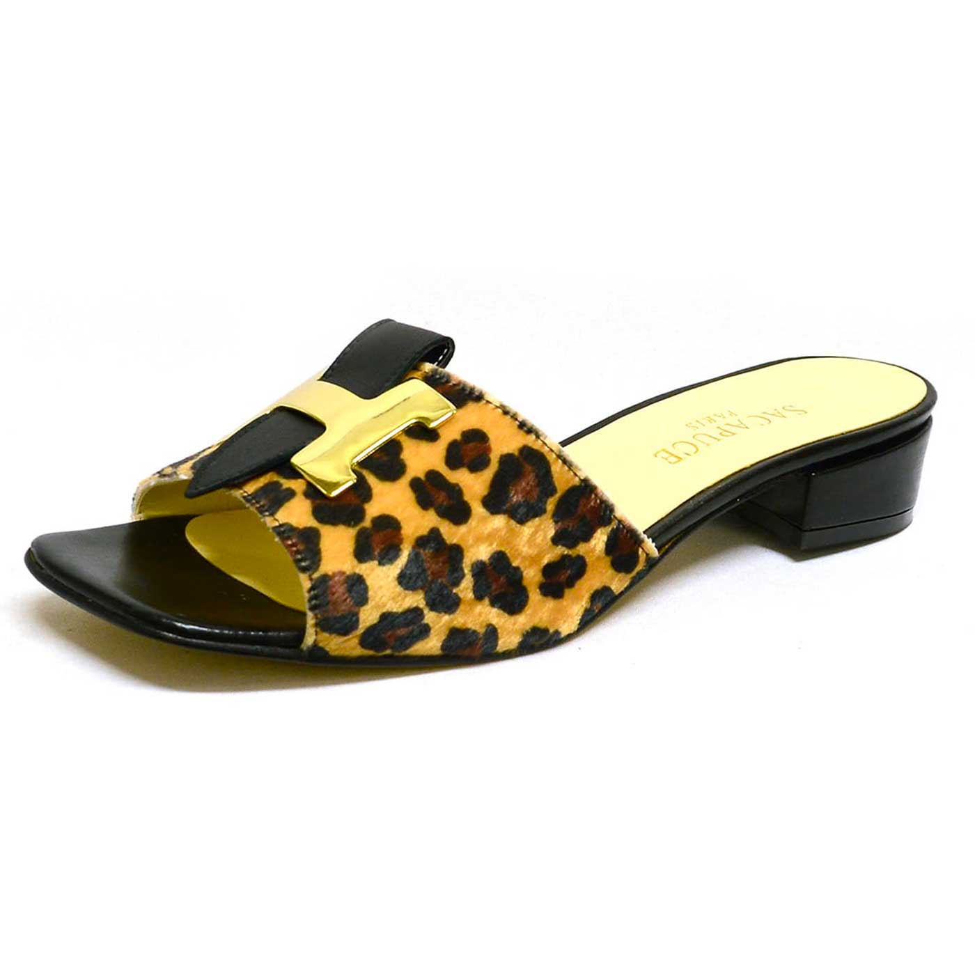 mules leopard multicolore noir, chaussures femme grande taille