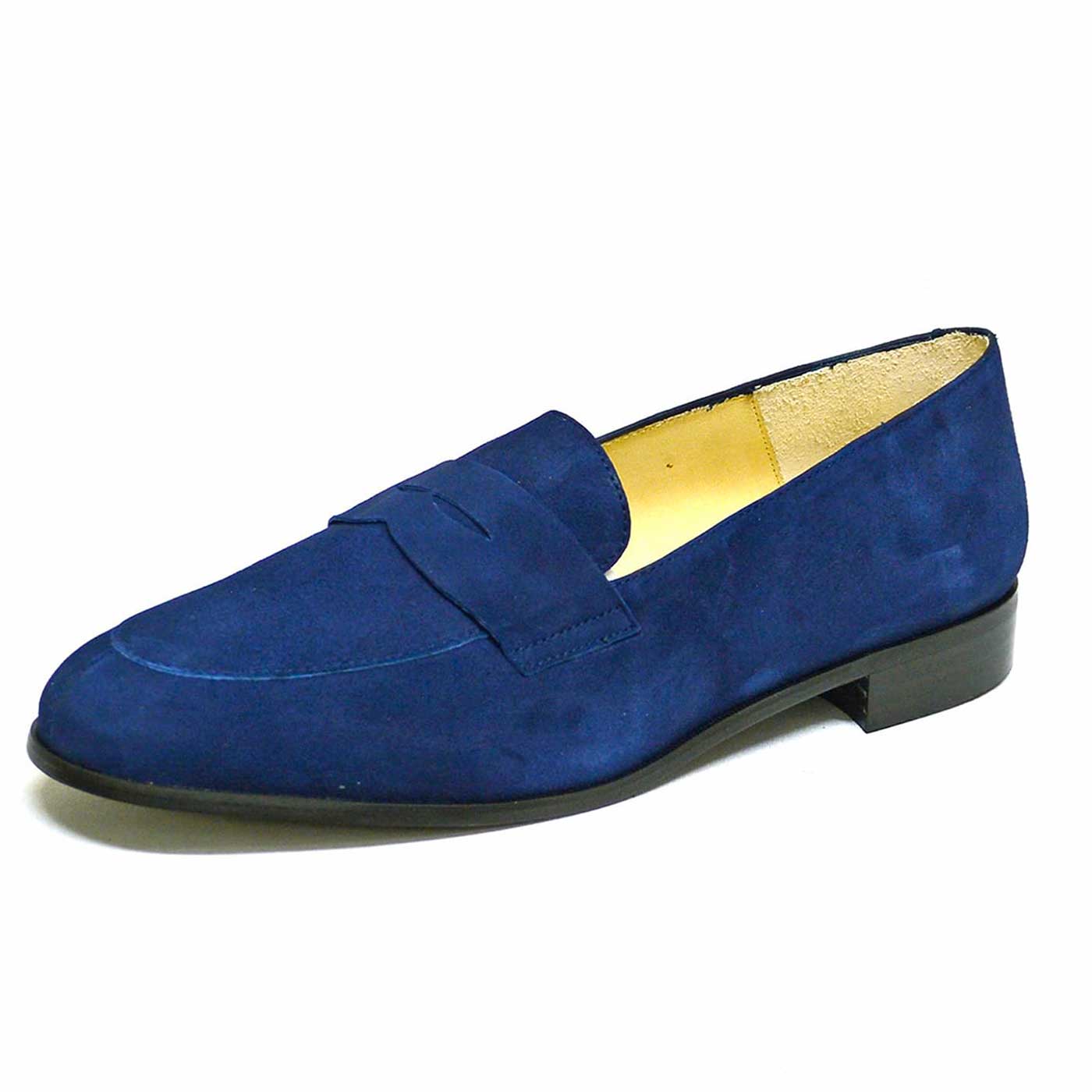 mocassins velours bleu, chaussures femme grande taille