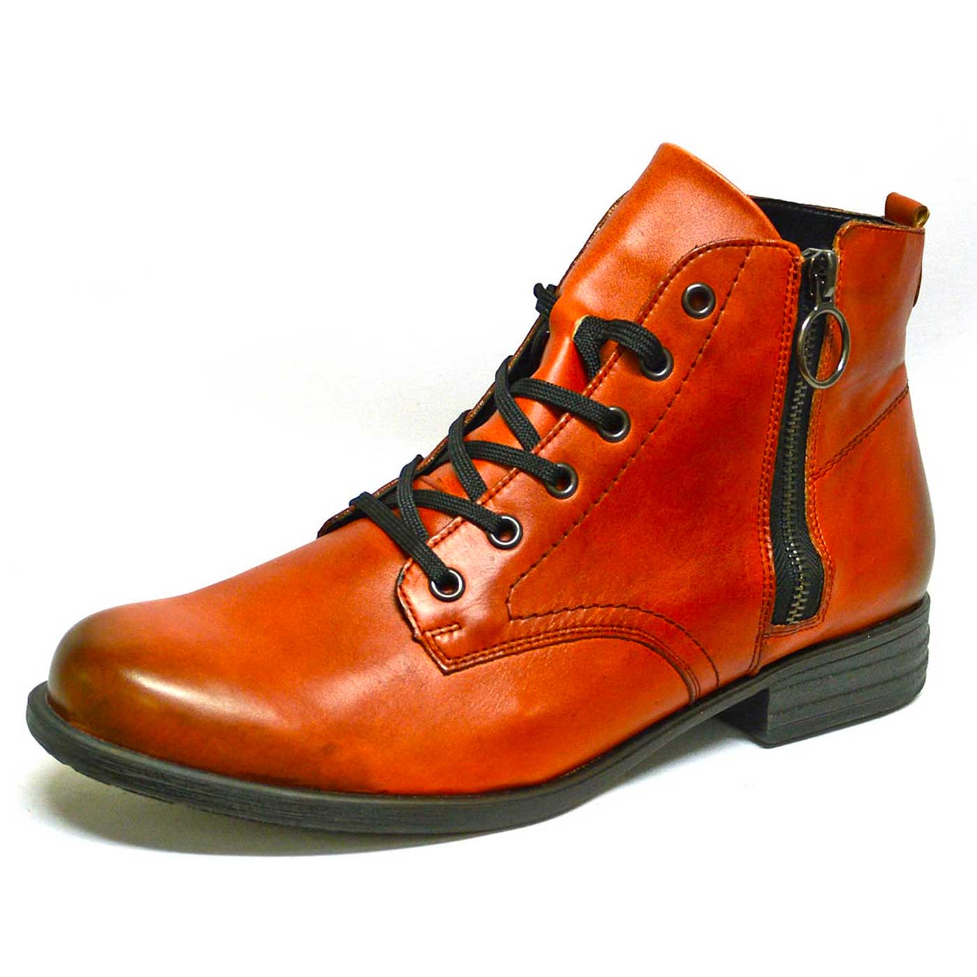 bottines cuir lisse orange, chaussures femme grande taille