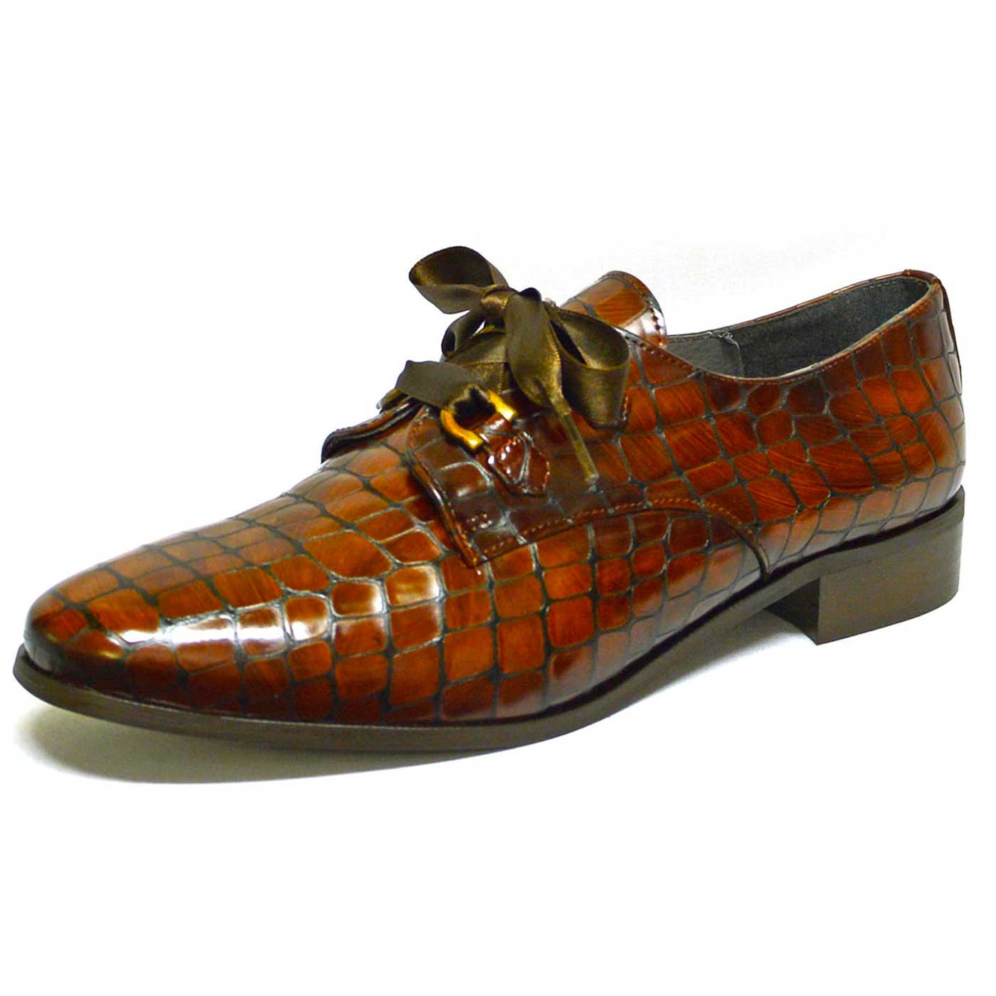 cyclistes croco marron, chaussures femme grande taille