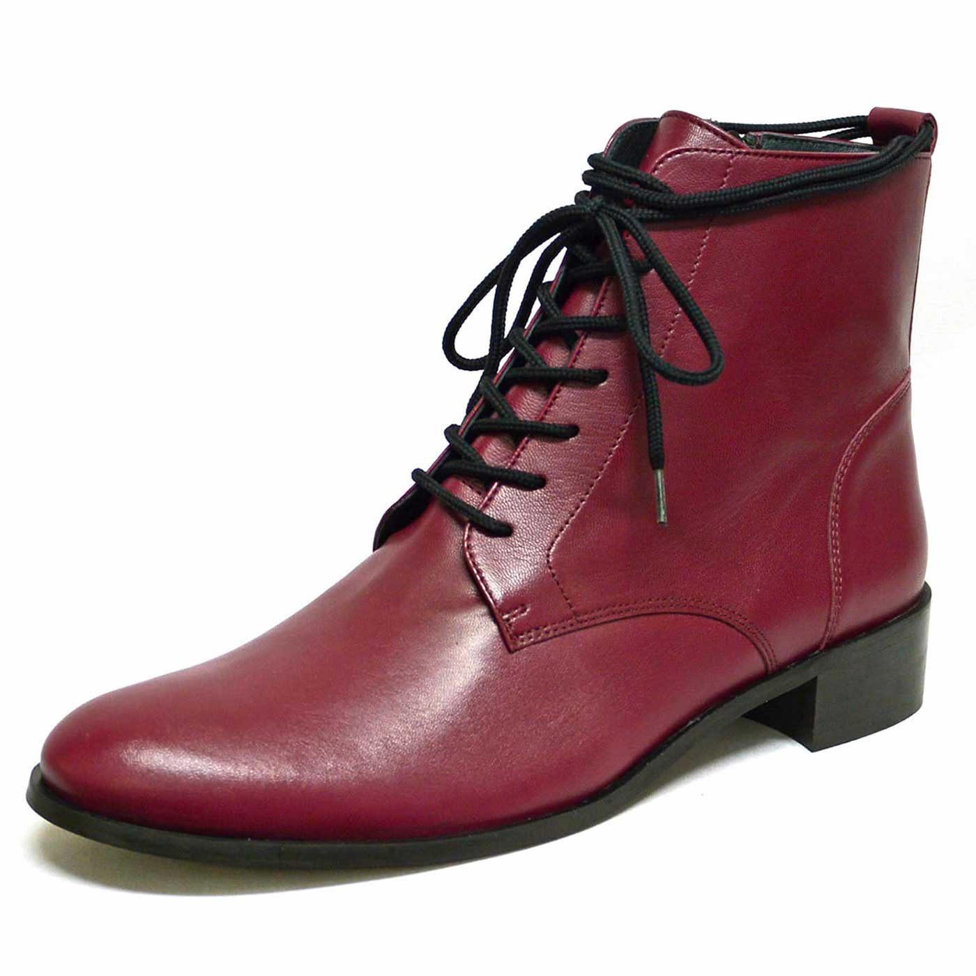 bottines cuir lisse bordeaux, chaussures femme grande taille