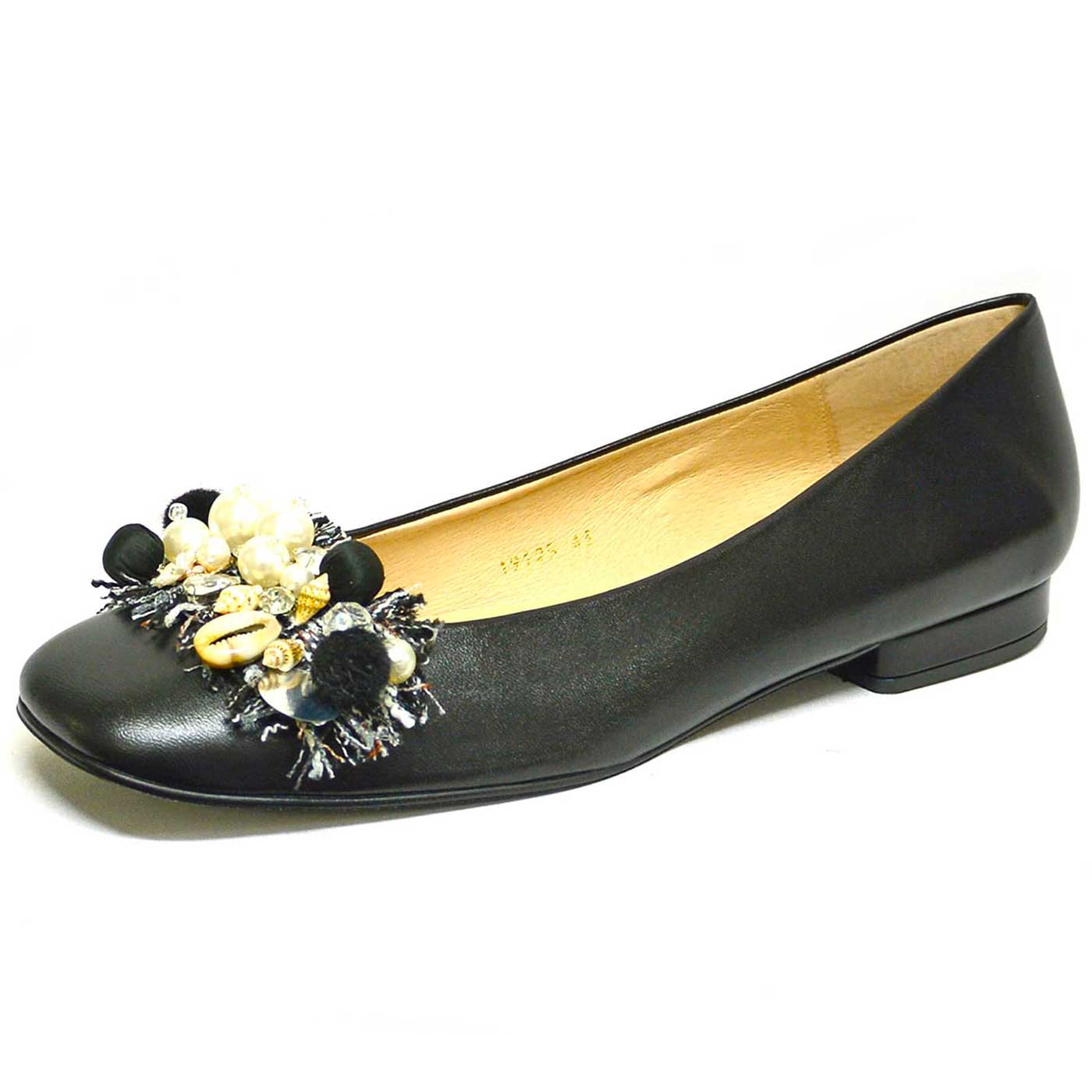 ballerines cuir lisse noir, chaussures femme grande taille