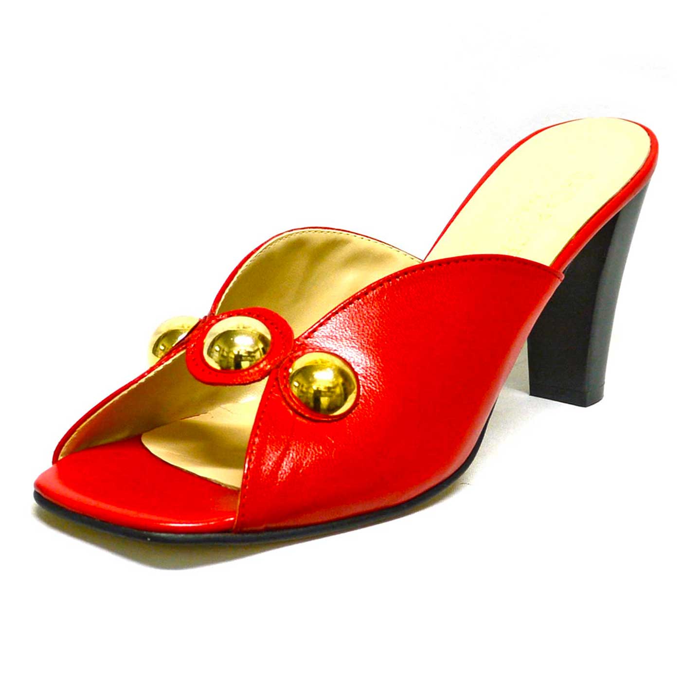 mules cuir lisse rouge, chaussures femme grande taille