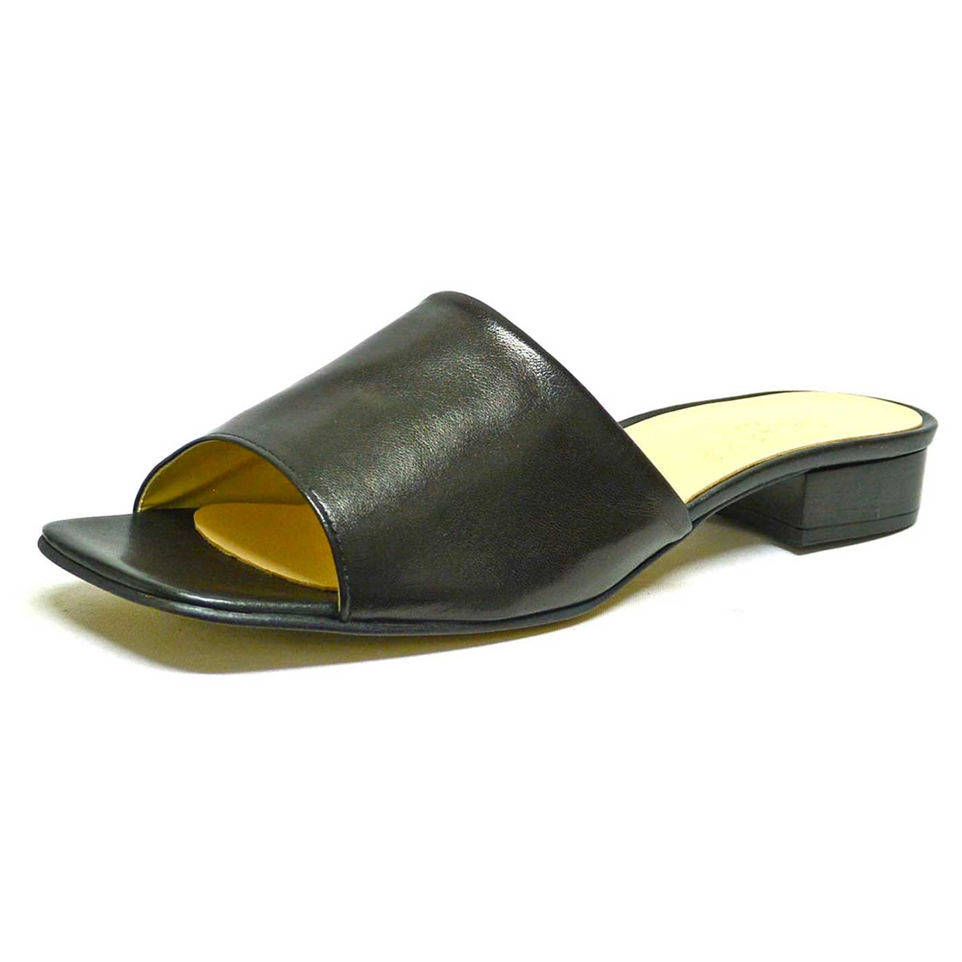 mules cuir lisse noir, chaussures femme grande taille