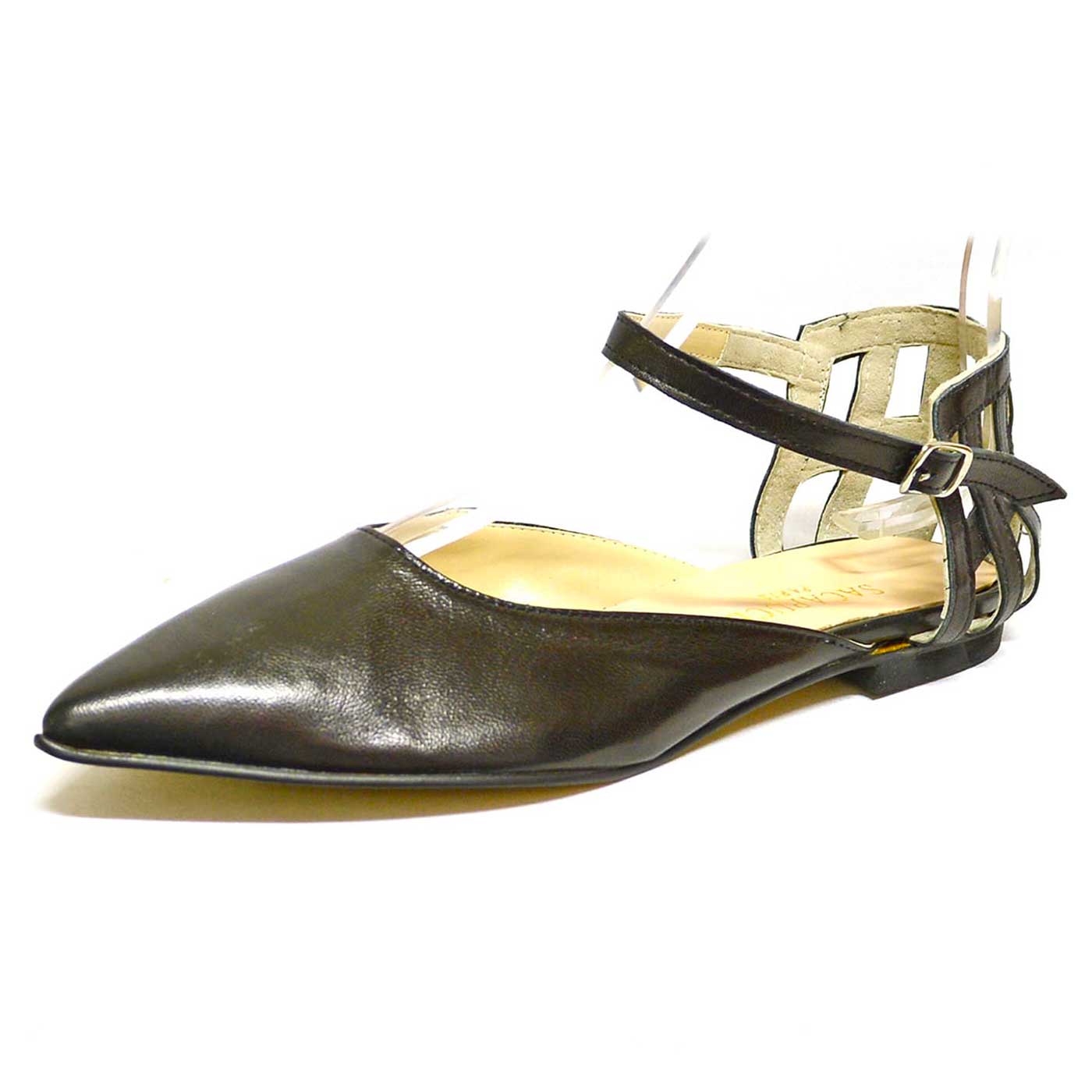 ballerines cuir lisse noir, chaussures femme grande taille