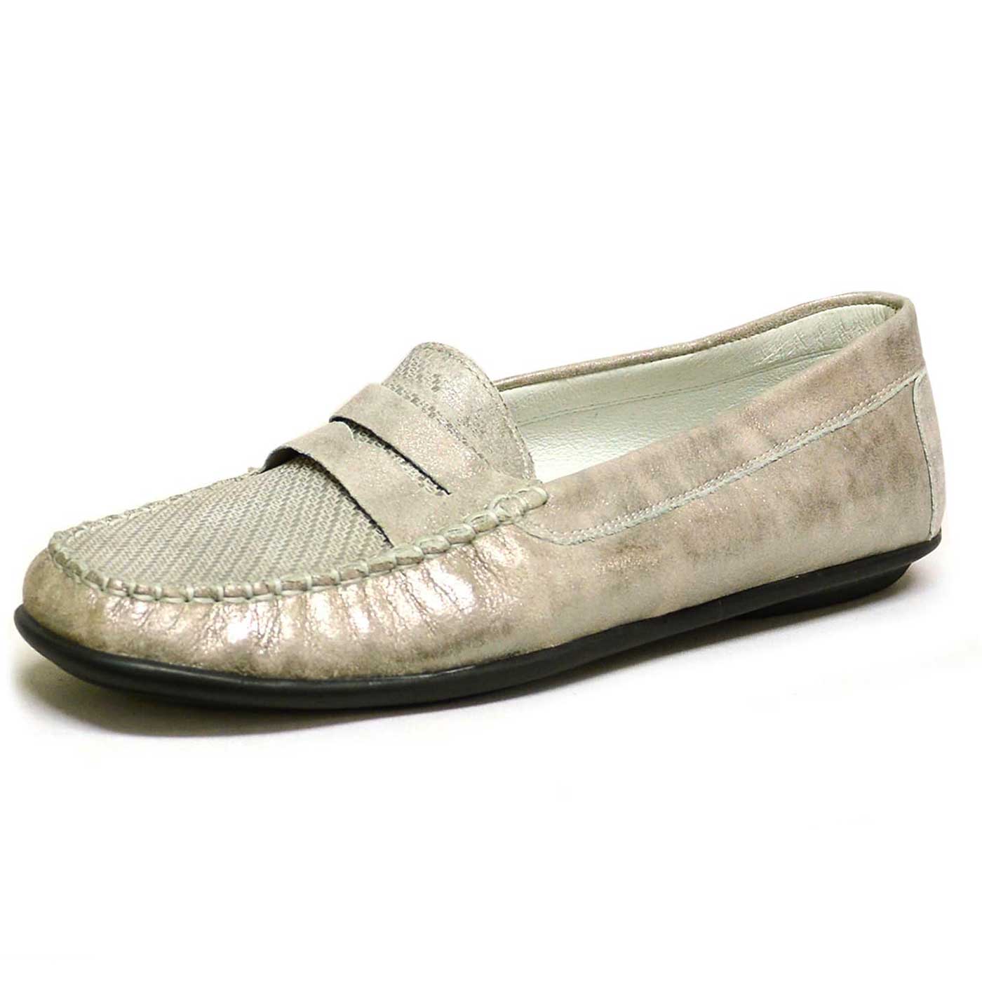 mocassins nubuck argent, chaussures femme grande taille