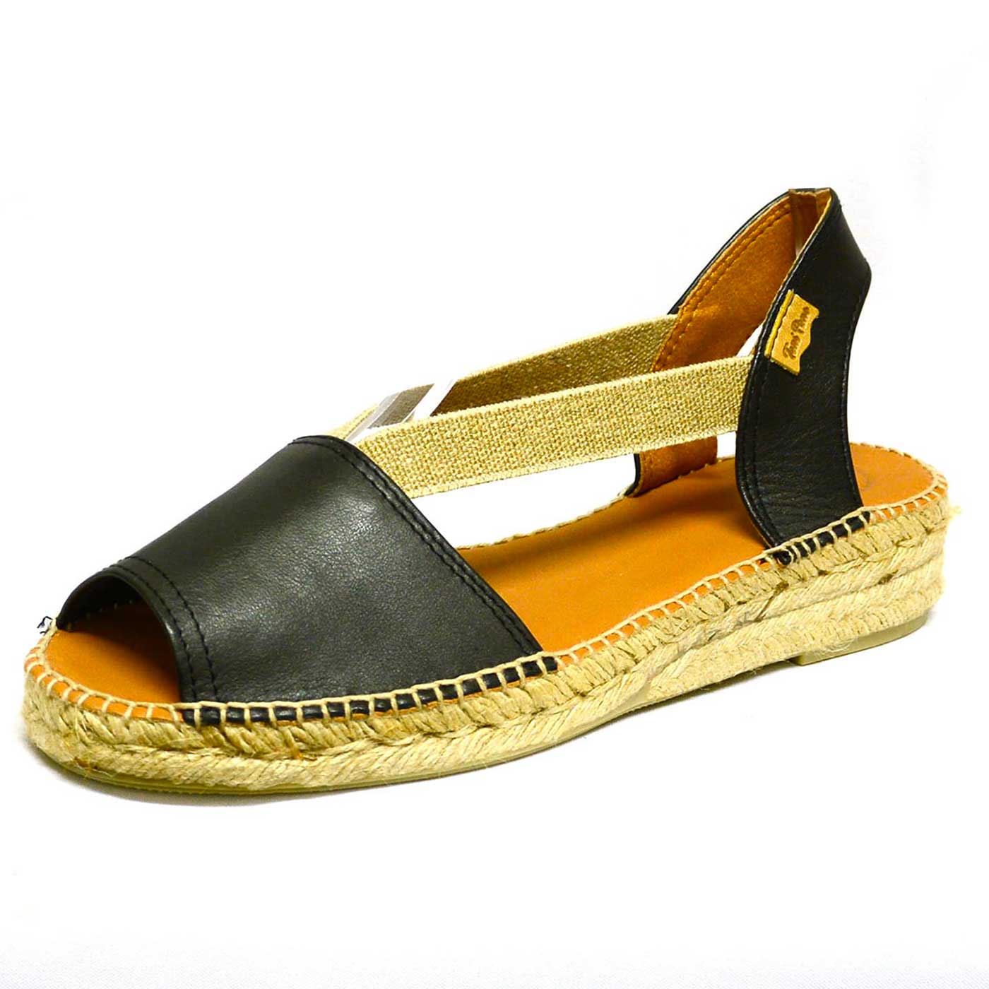 espadrilles cuir lisse noir, chaussures femme grande taille