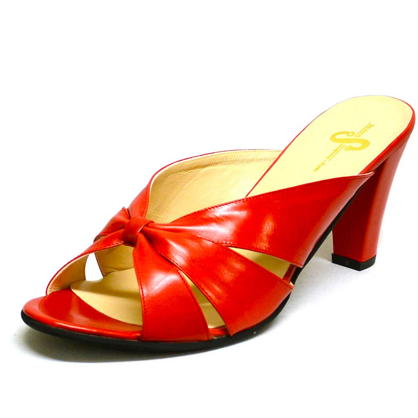 mules cuir lisse rouge, chaussures femme grande taille