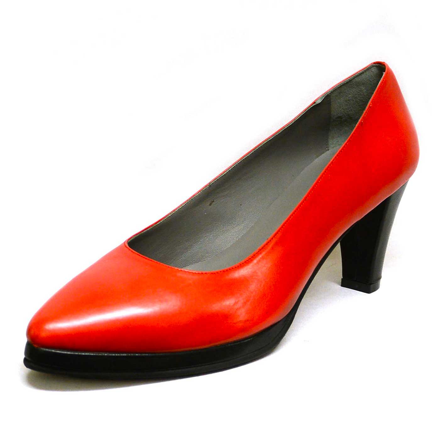 escarpins cuir lisse noir rouge, chaussures femme grande taille