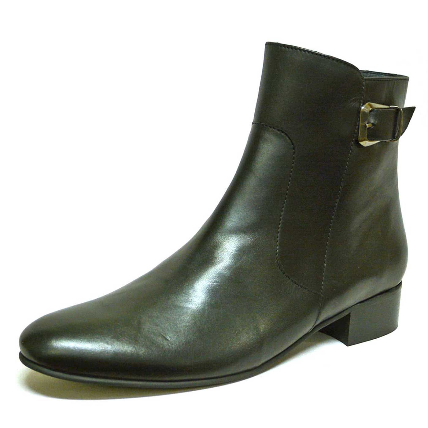 bottines cuir lisse noir, chaussures femme grande taille