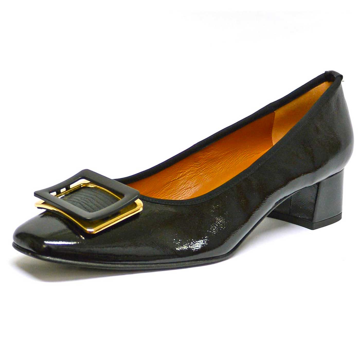 trotteurs vernis noir, chaussures femme grande taille