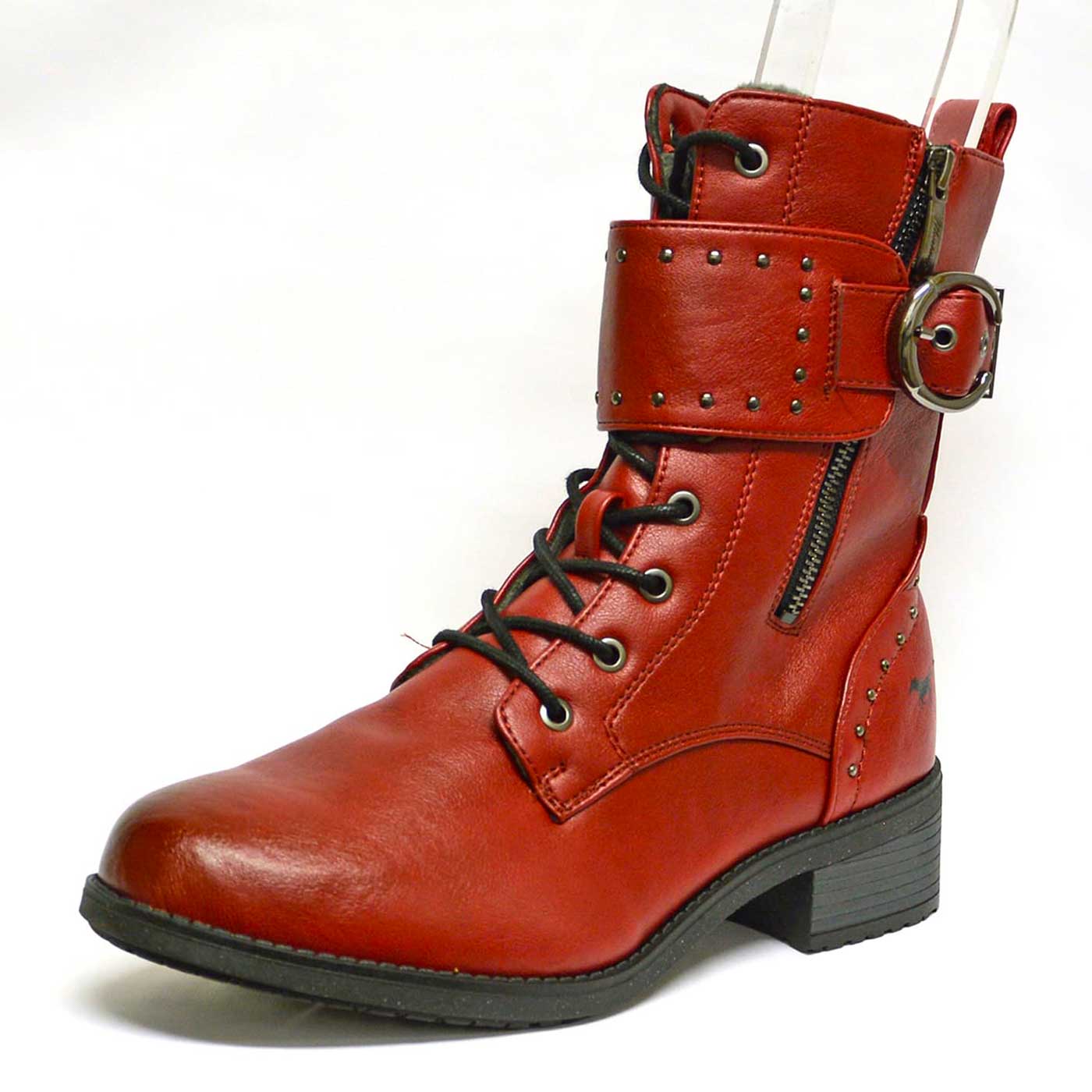 bottines simili cuir rouge, chaussures femme grande taille