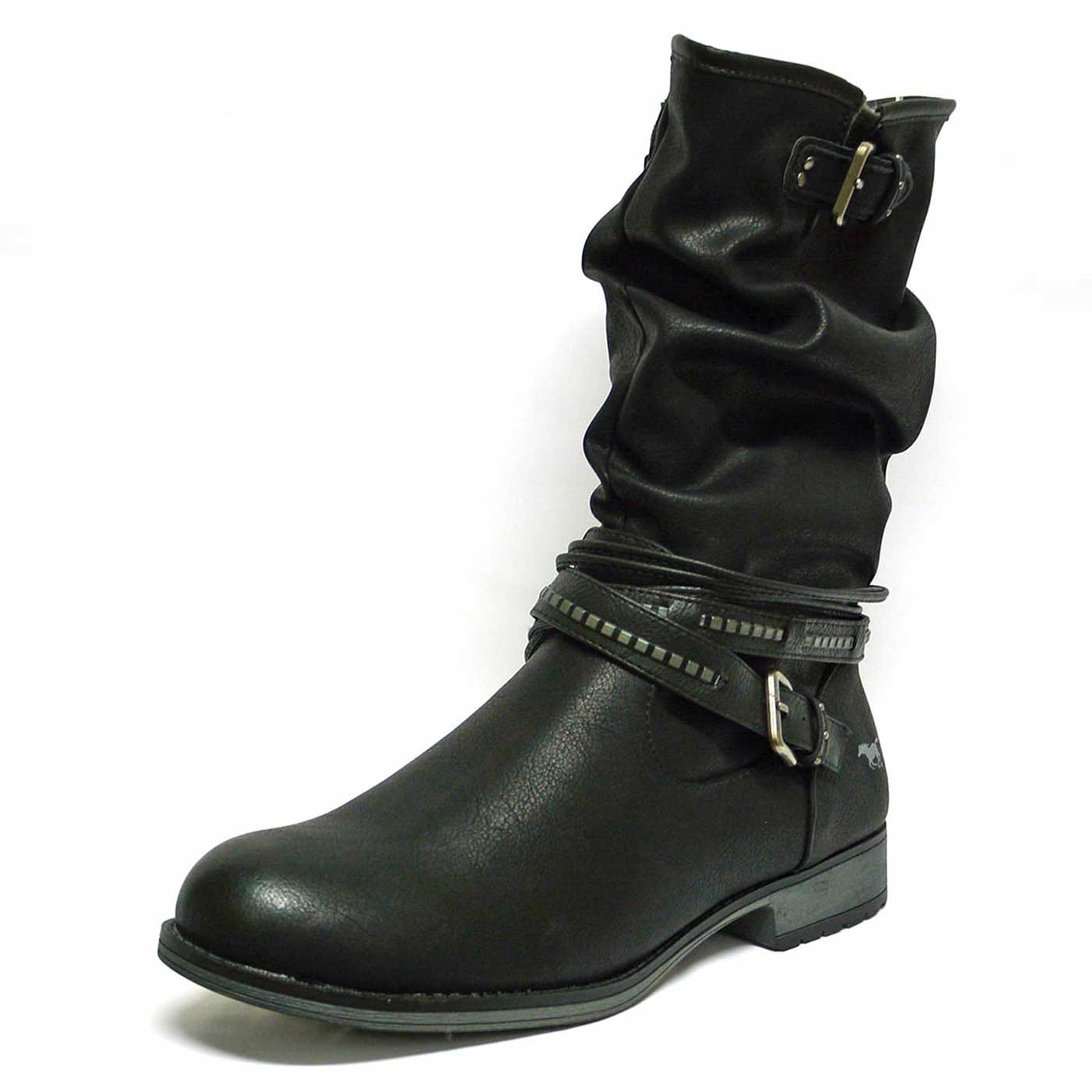 bottes simili cuir noir, chaussures femme grande taille