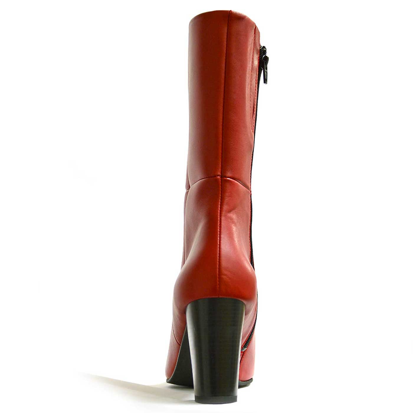 bottes cuir lisse rouge, chaussures femme grande taille