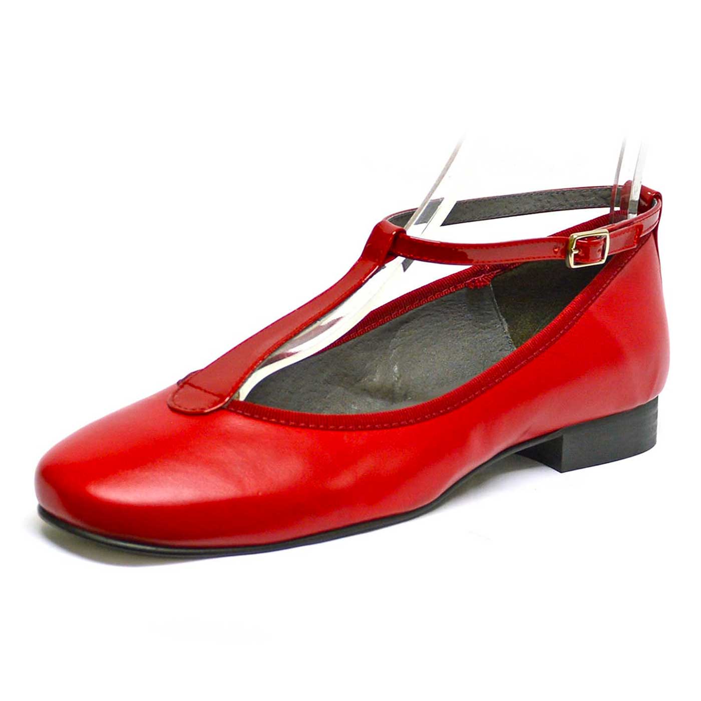 ballerines cuir lisse rouge, chaussures femme grande taille