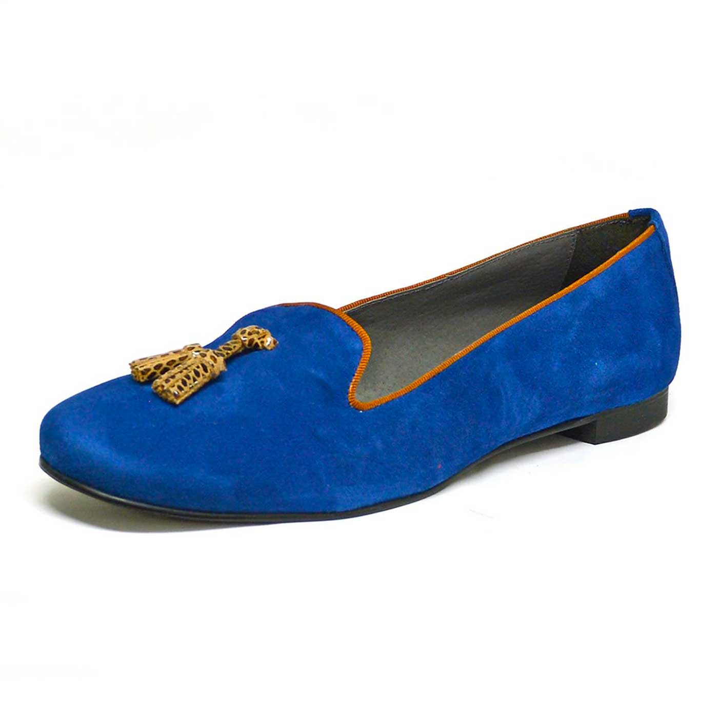 mocassins velours bleu, chaussures femme grande taille