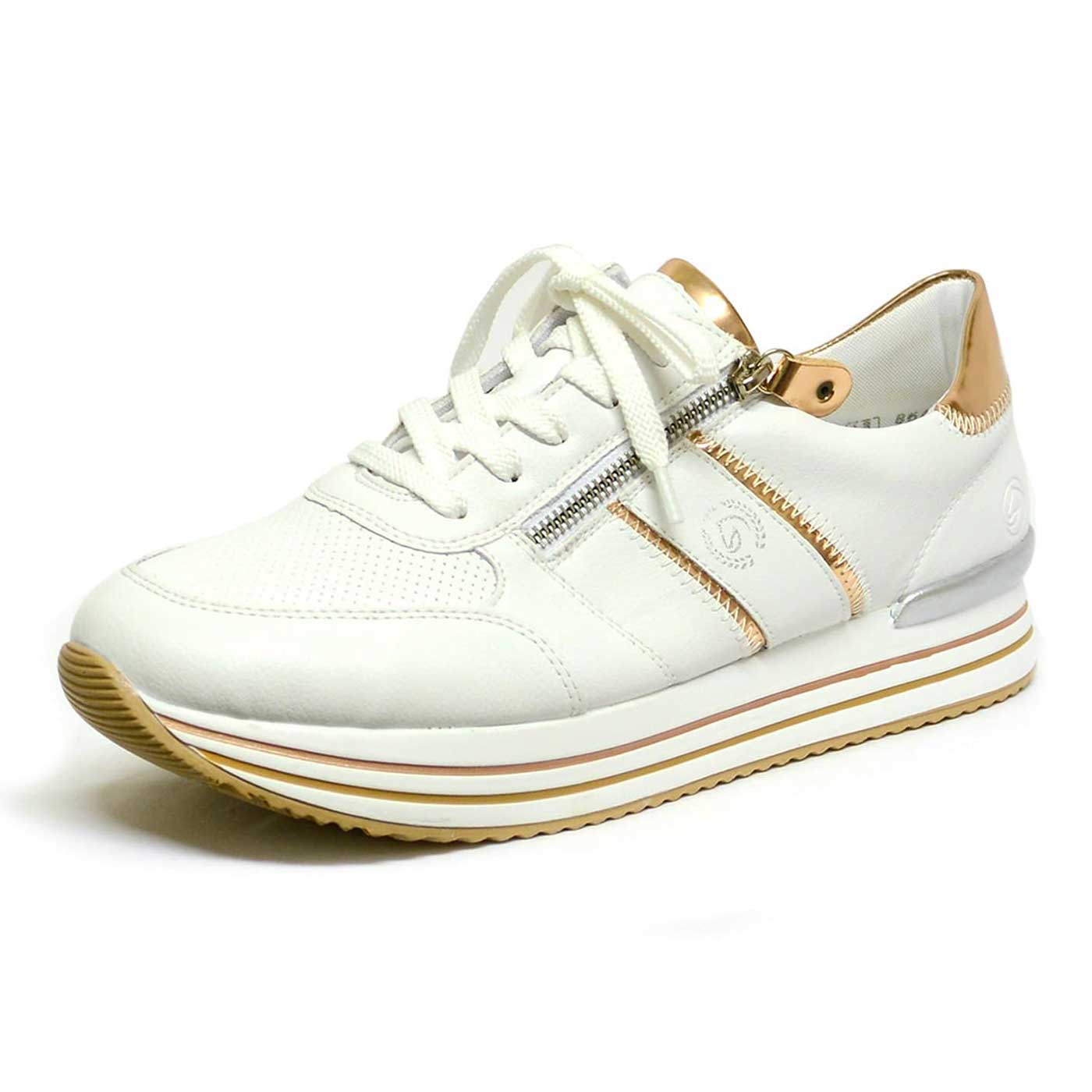 basket cuir lisse blanc or, chaussures femme grande taille