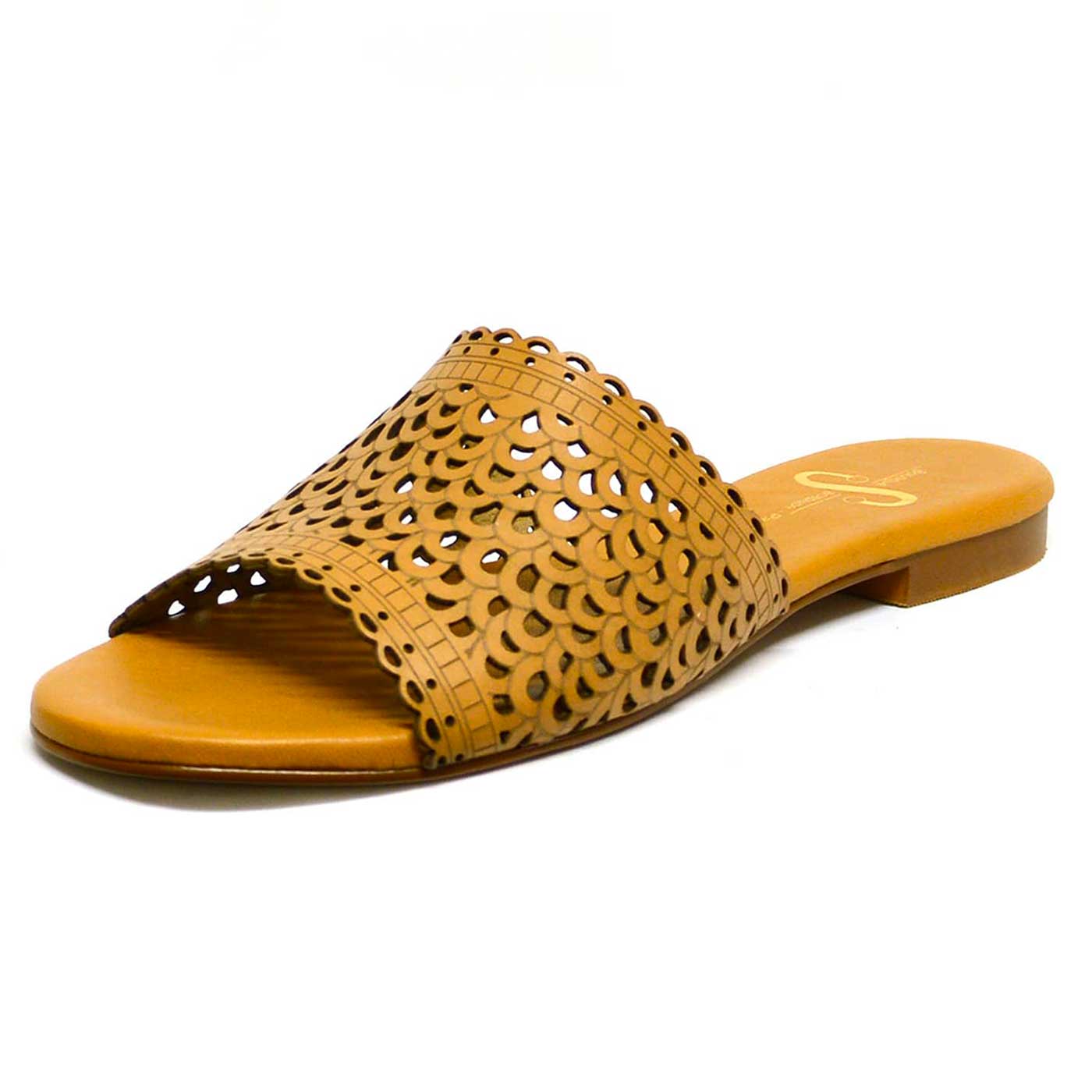 mules cuir lisse camel, chaussures femme grande taille