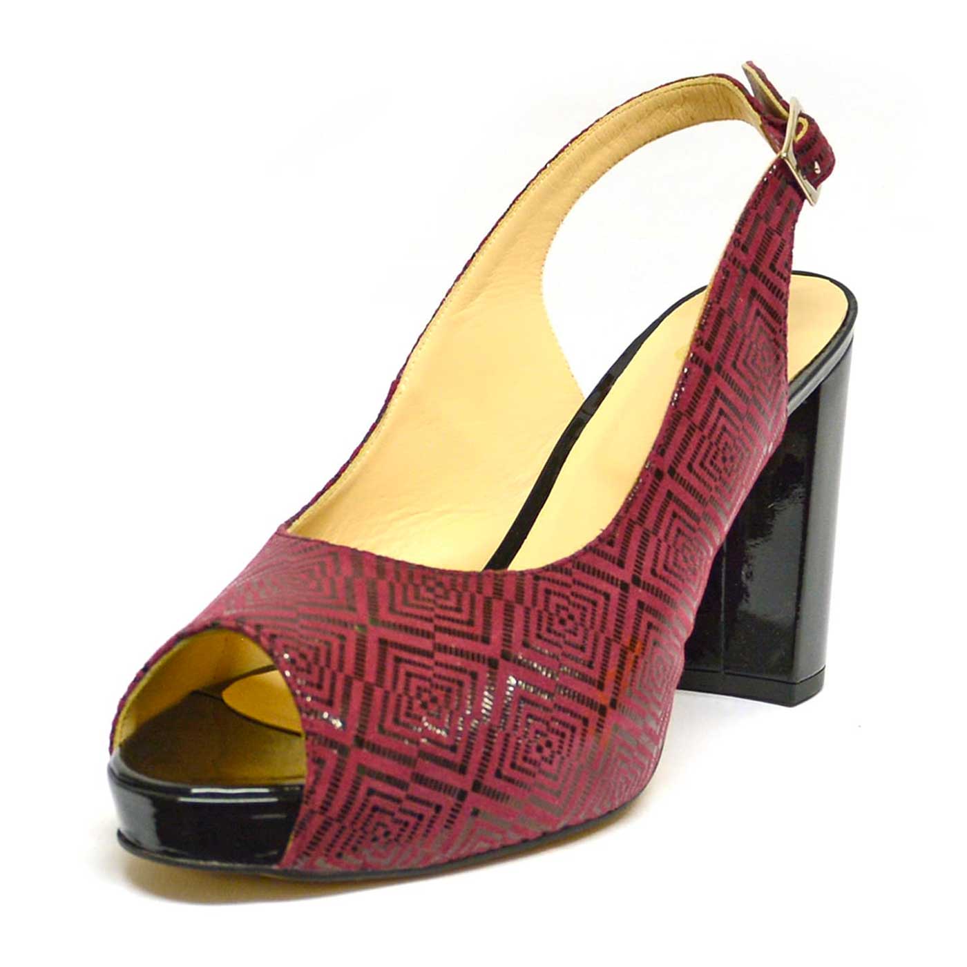 sandales velours bordeaux, chaussures femme grande taille