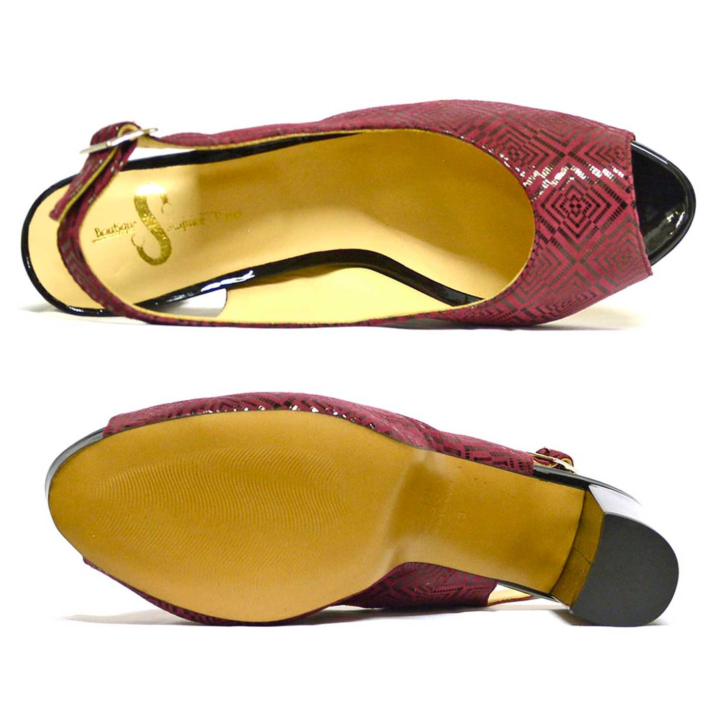 sandales velours bordeaux, chaussures femme grande taille