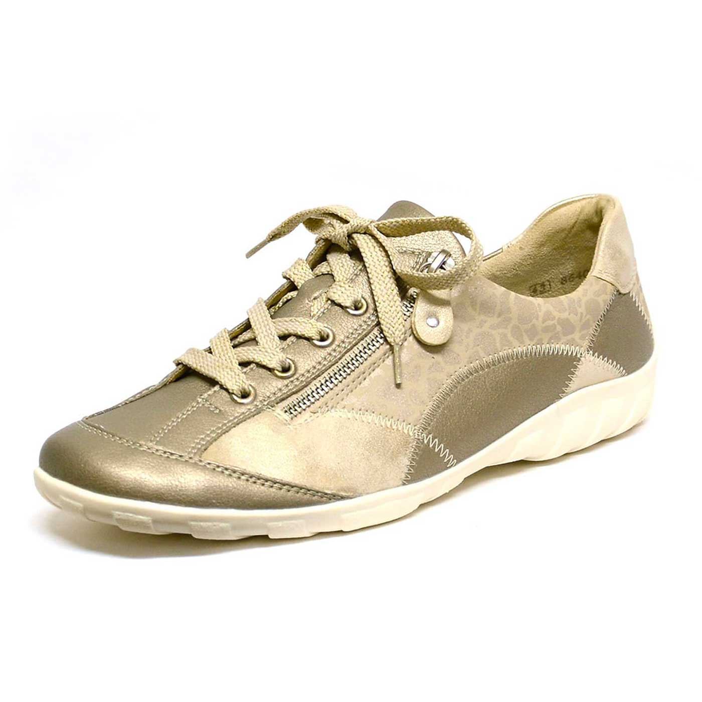 sportswear cuir lisse bronze metallise, chaussures femme grande taille